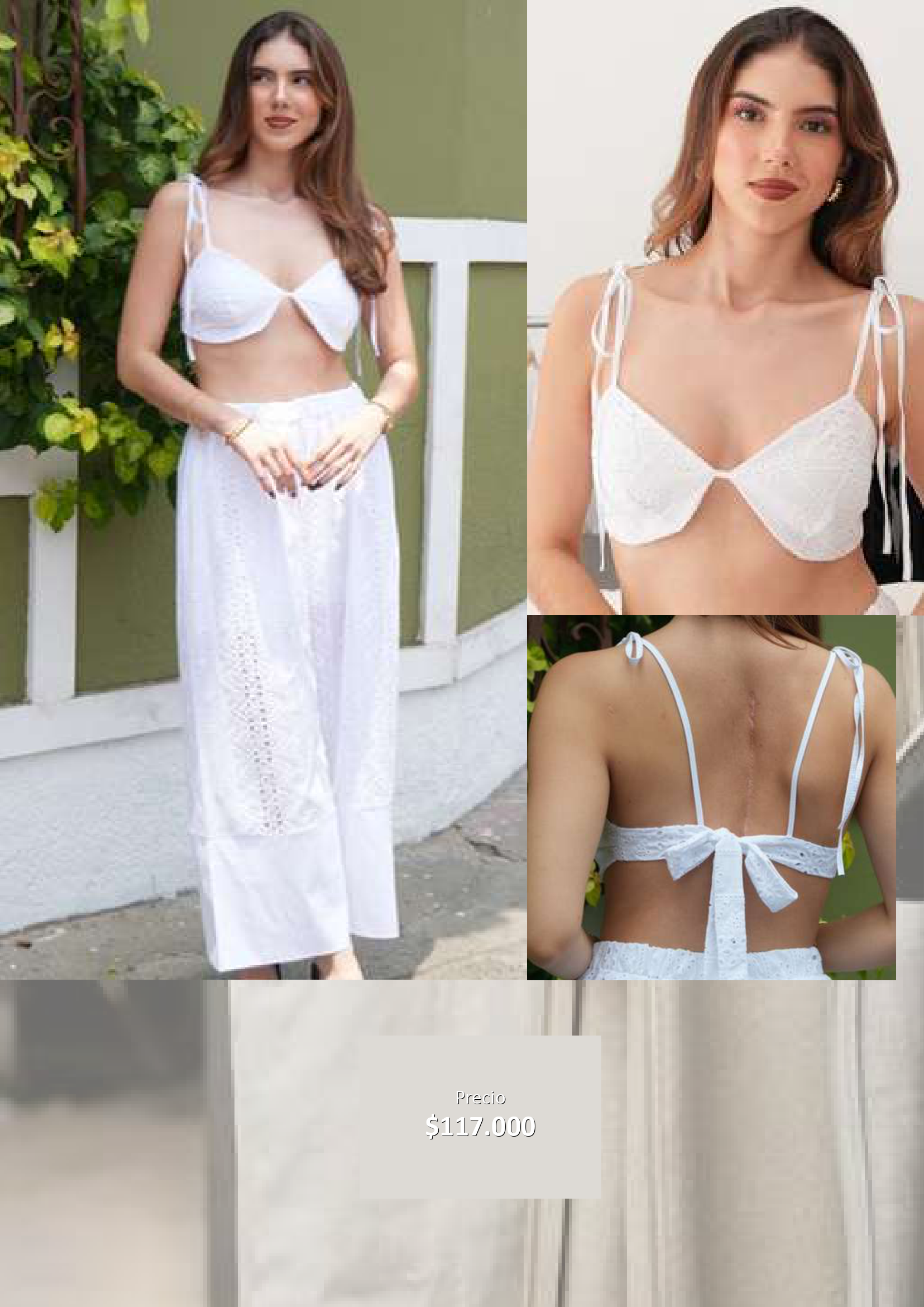 Conjunto Cropped y Pantalón Blanco