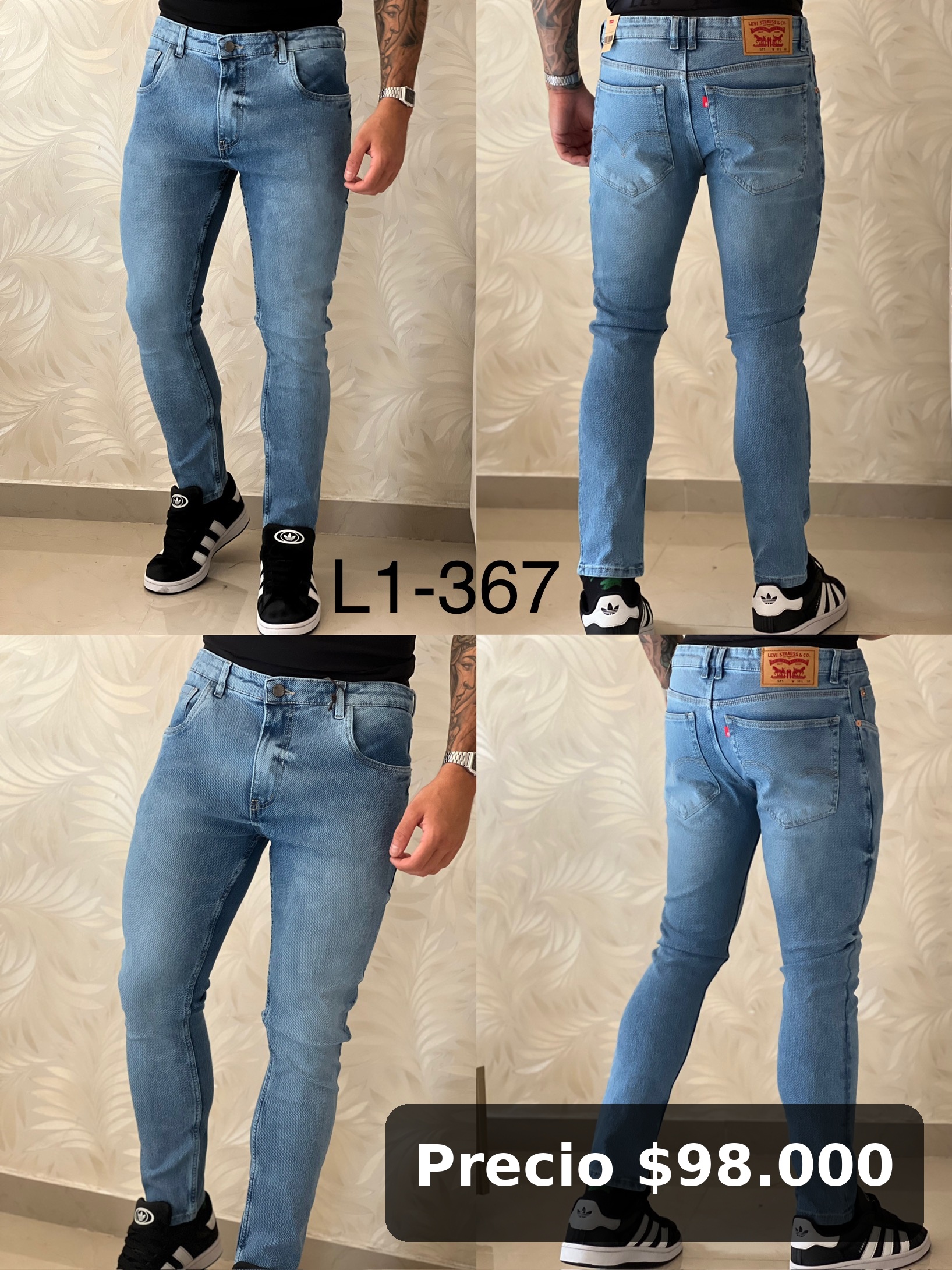 Jeans Hombre Slim Azul Claro