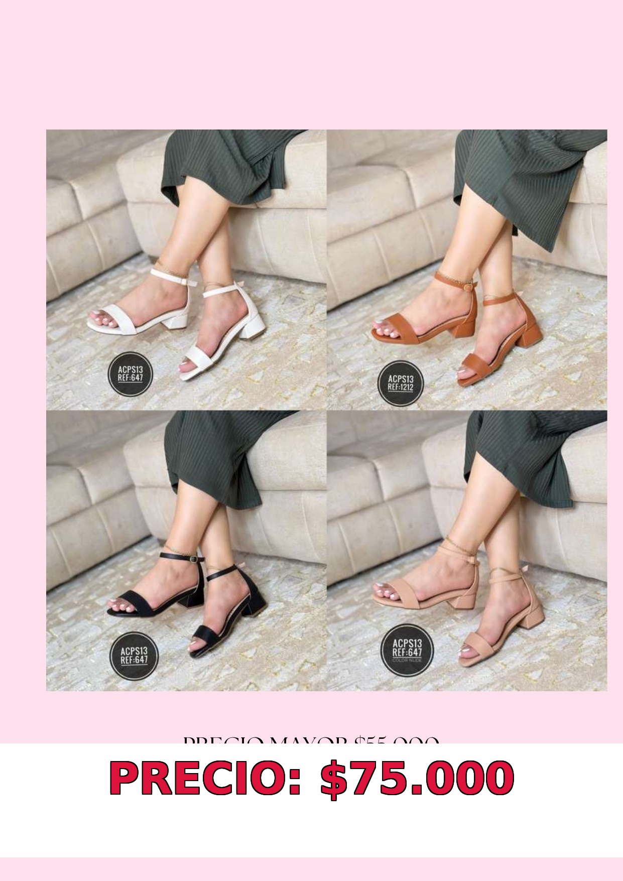 Sandalias de tacón bajo para mujer