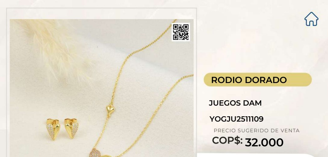 Juego de joyas rodio dorado