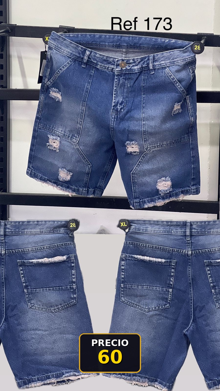 Bermuda Jeans Rotos Hombre