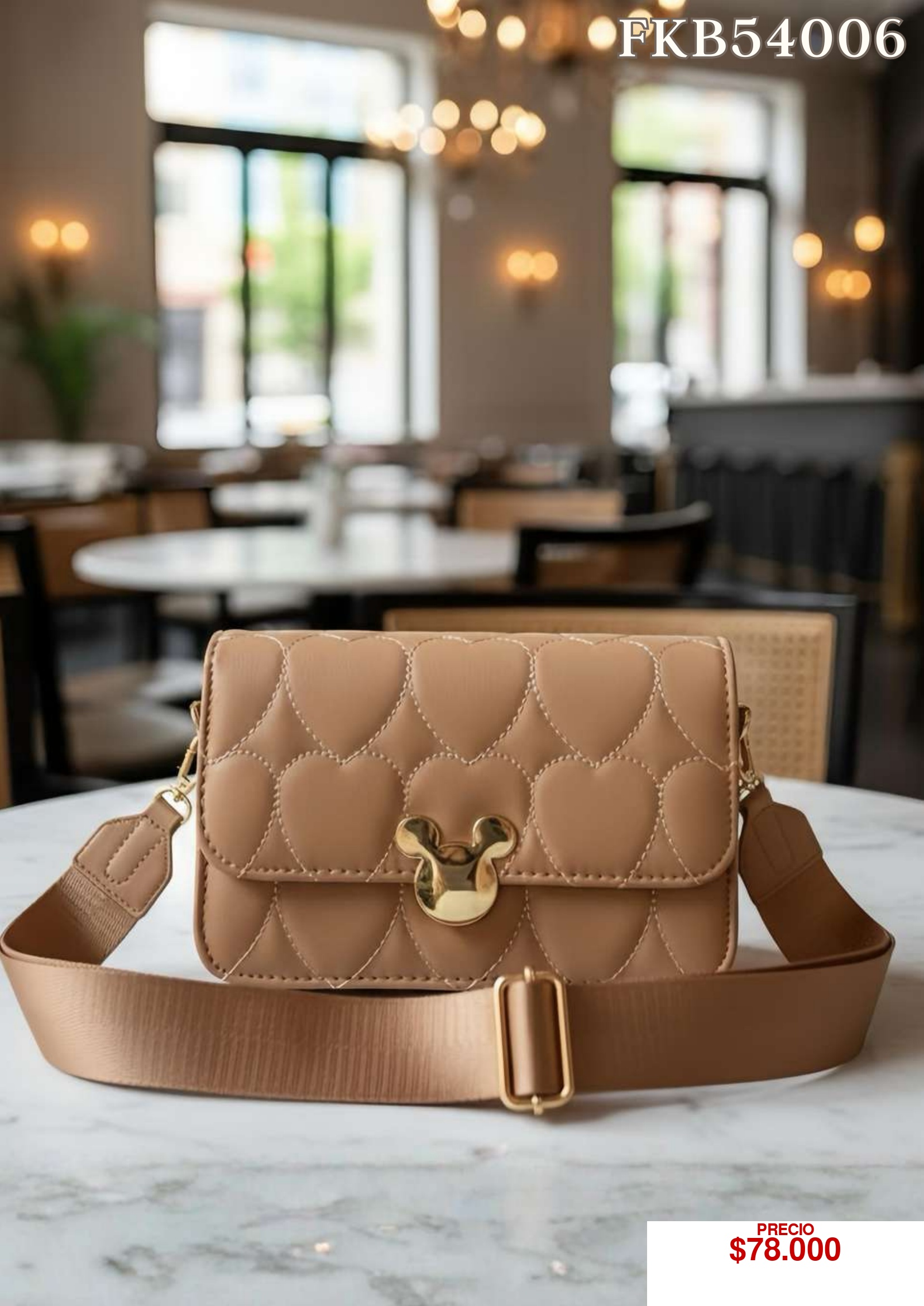 Bolso cruzado en cuero beige