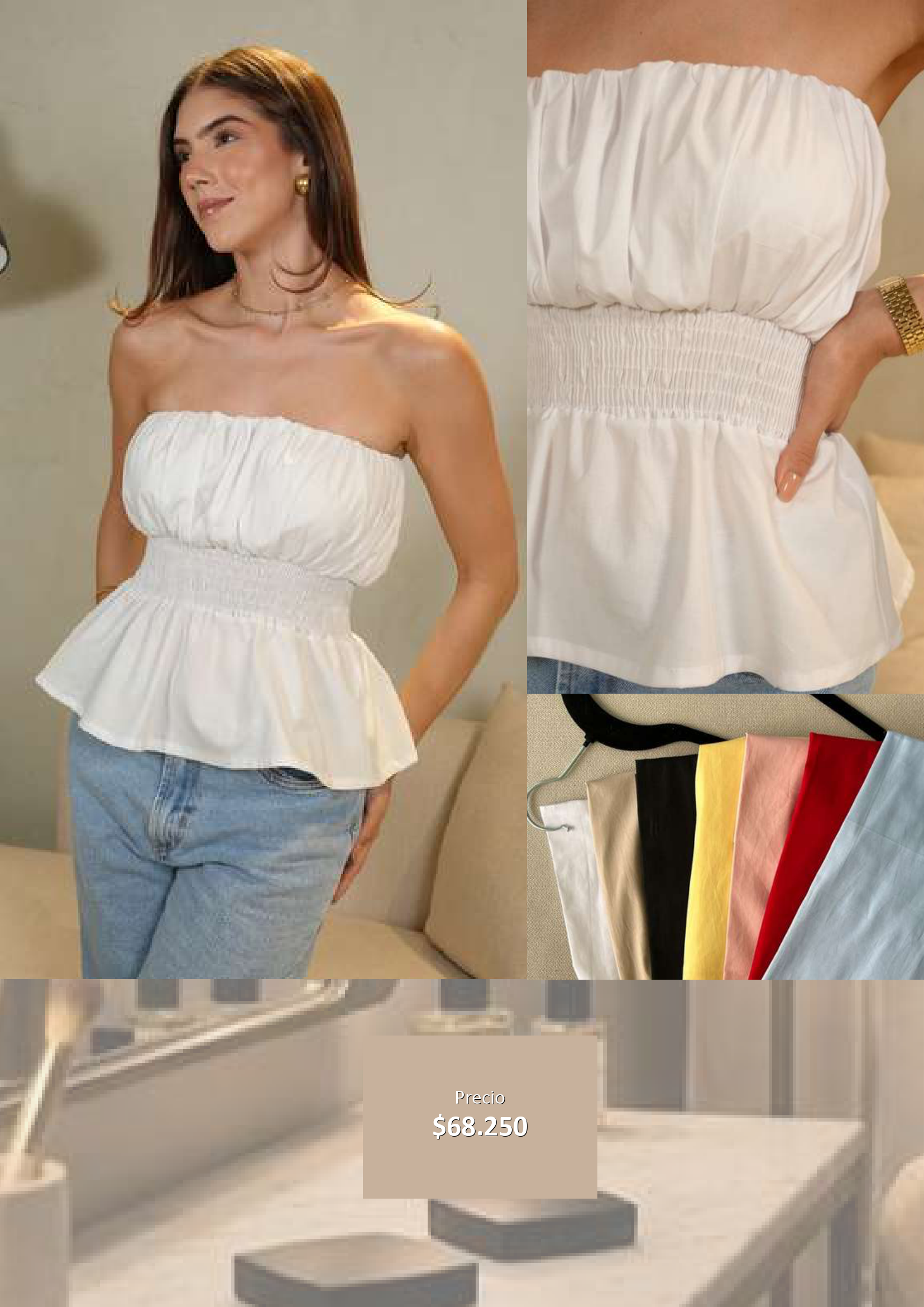 Top Strapless Fruncido