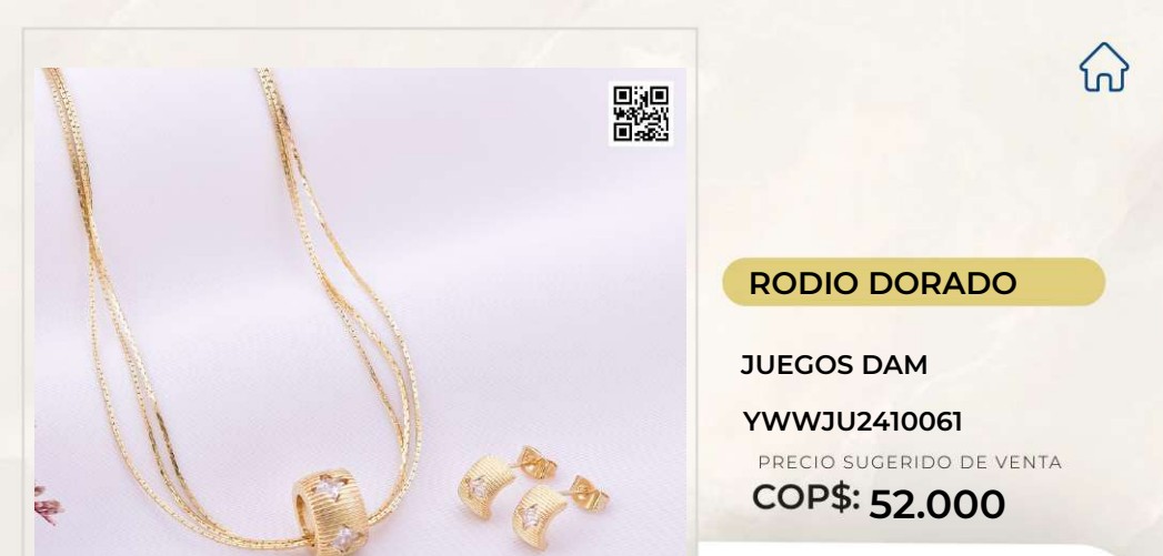 Juego de bisutería rodio dorado