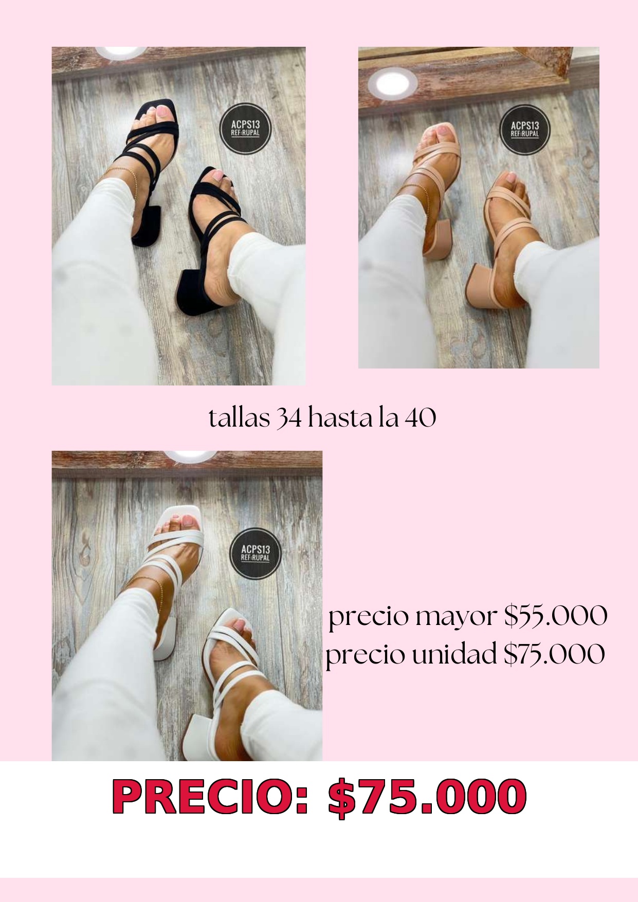 Sandalias de Tacón Bajo para Mujer