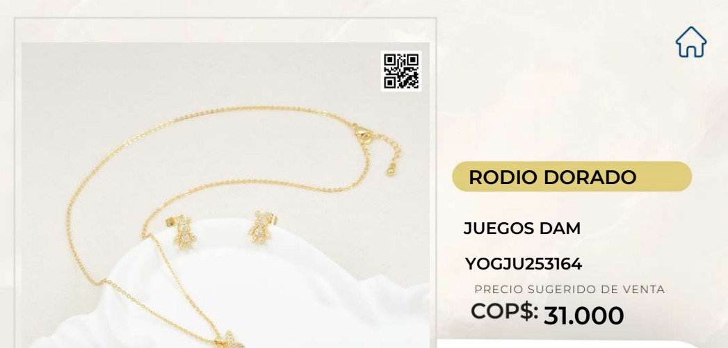 Juego de joyería rodio dorado