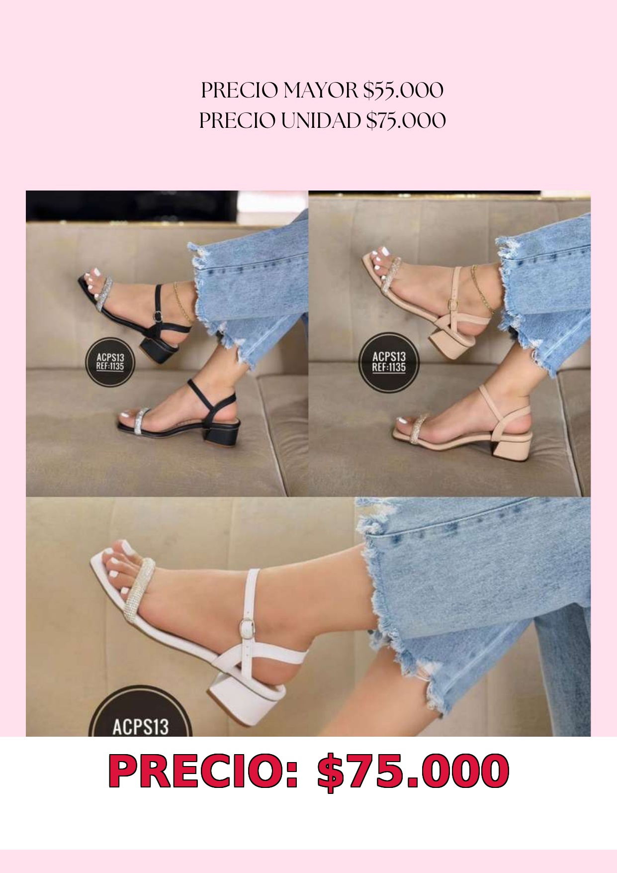Sandalias de tacón bajo