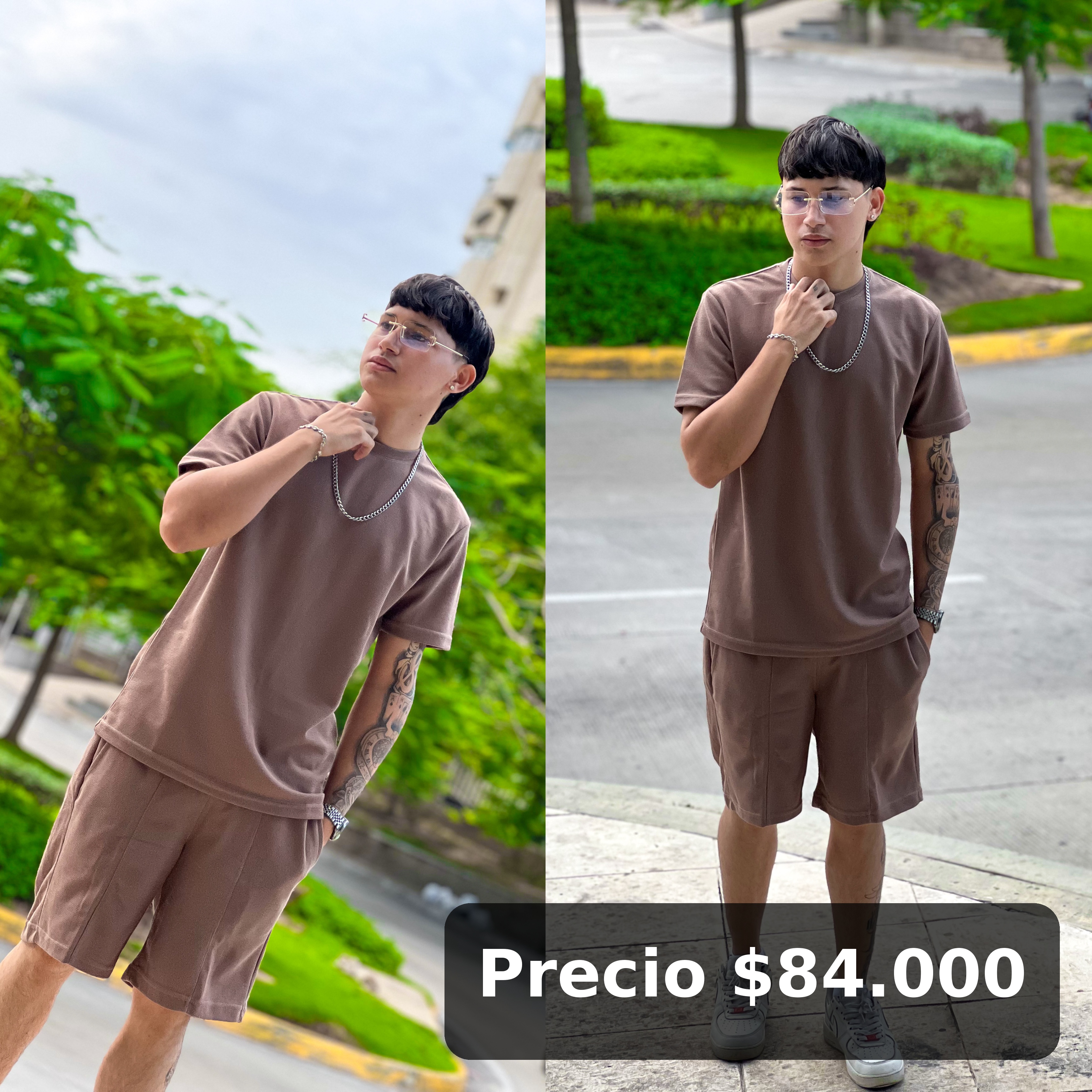 Conjunto casual marrón para hombre