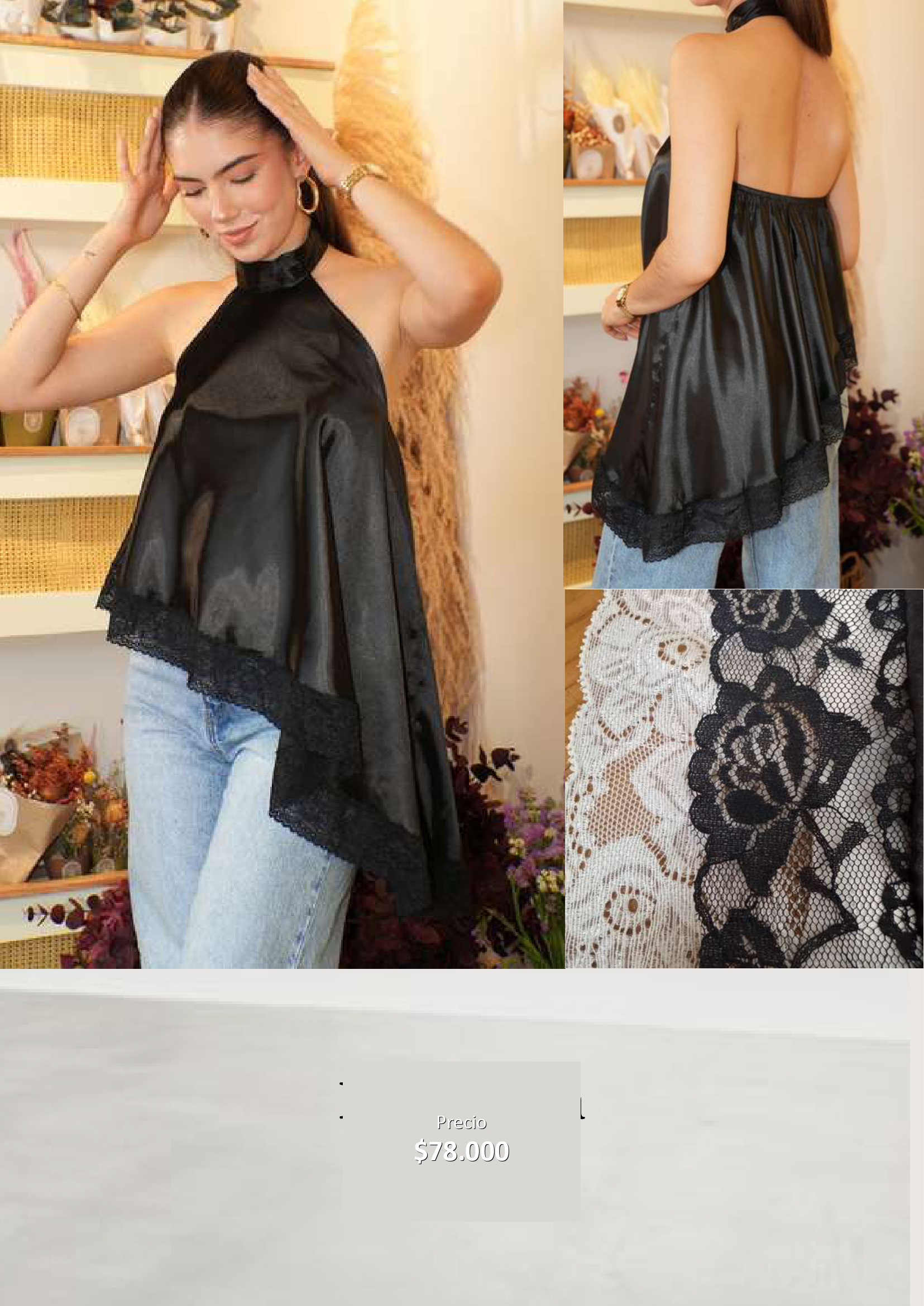 Blusa Asimétrica Satinada Negra