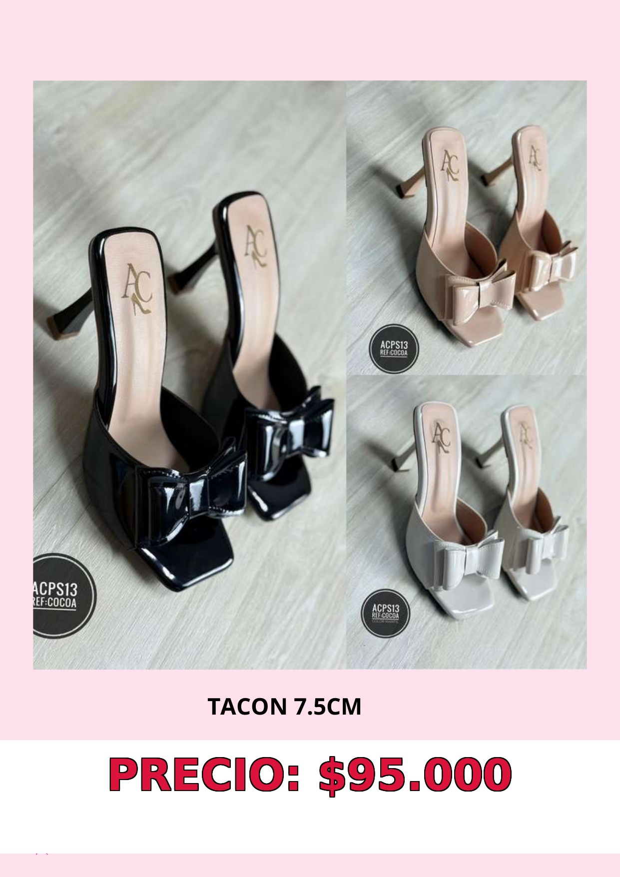 Tacones con lazo 7.5cm