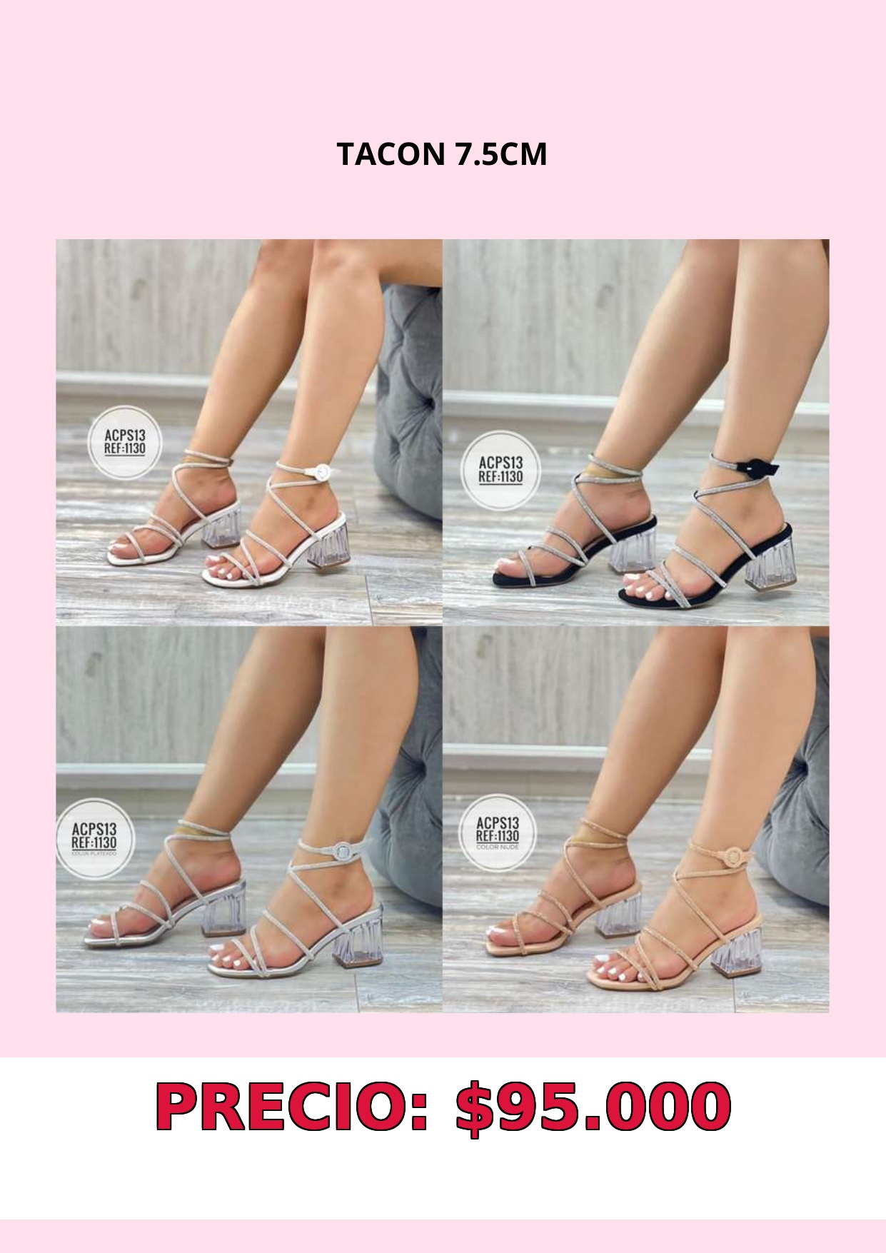 Sandalias de tacón 7.5 cm
