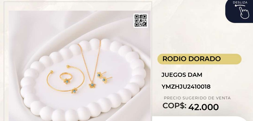 Juego de Bisutería en Rodio Dorado