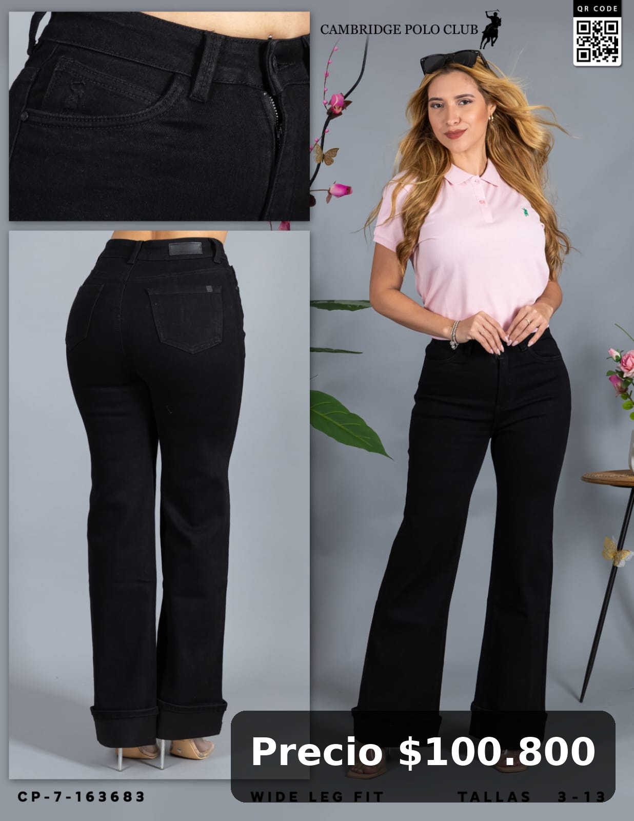 Pantalón Wide Leg Negro
