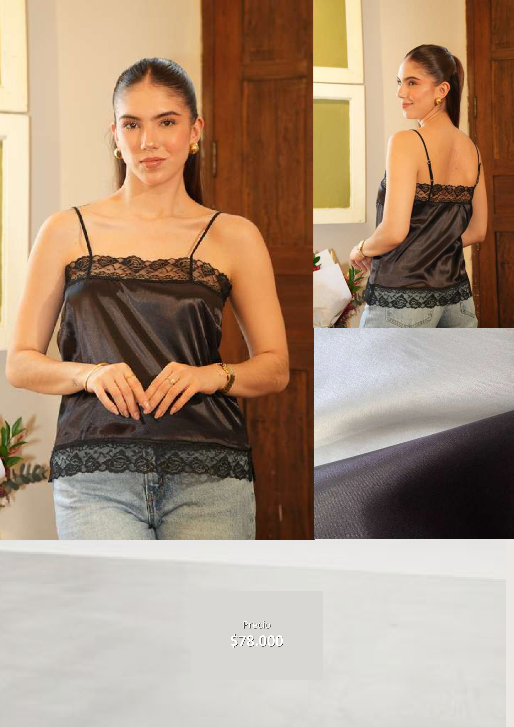 Blusa de satén negro
