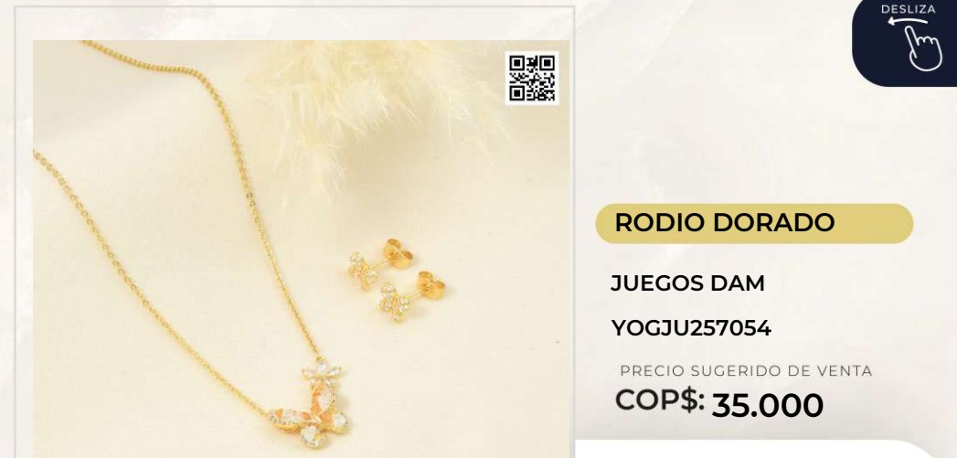 Juego de Rodio Dorado