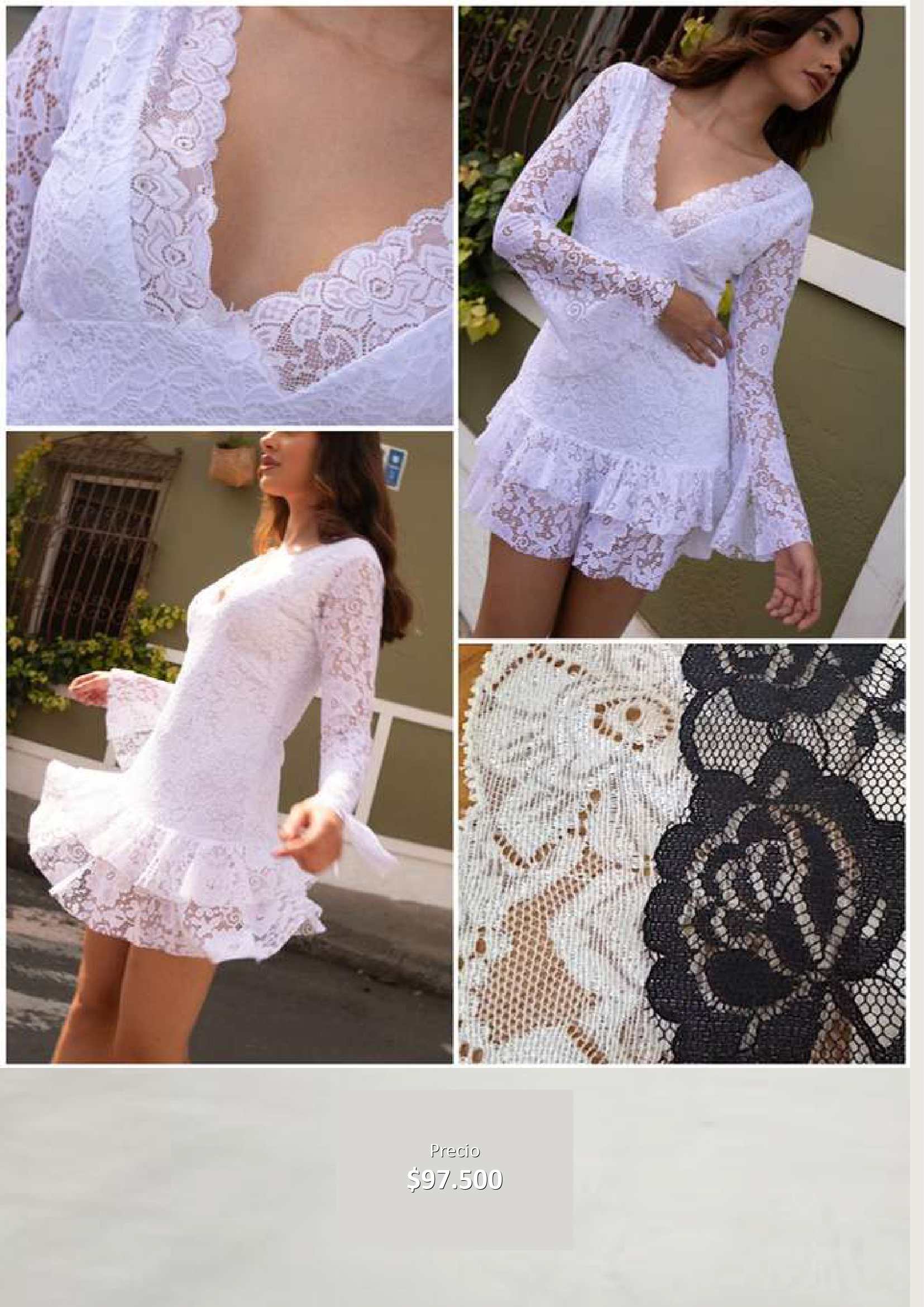 Vestido corto de encaje blanco