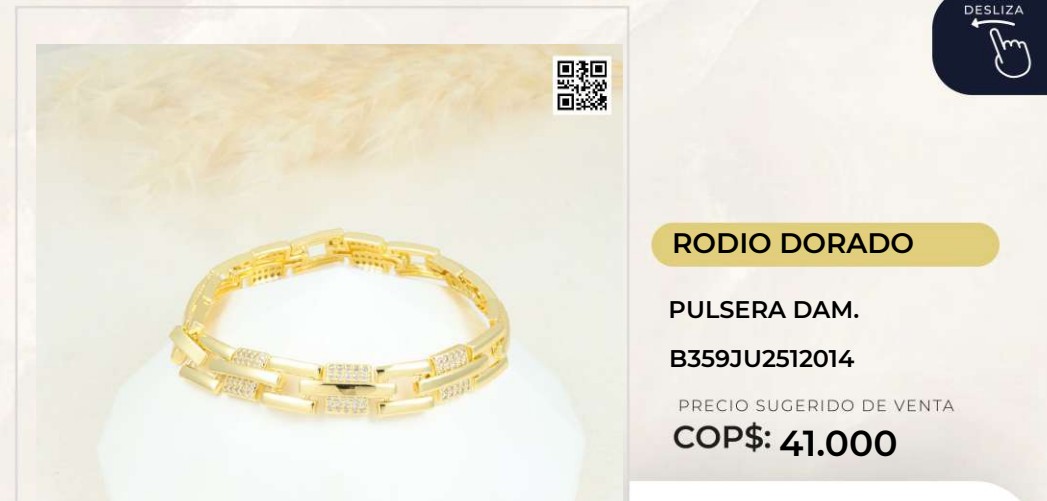 Pulsera Dama Rodio Dorado