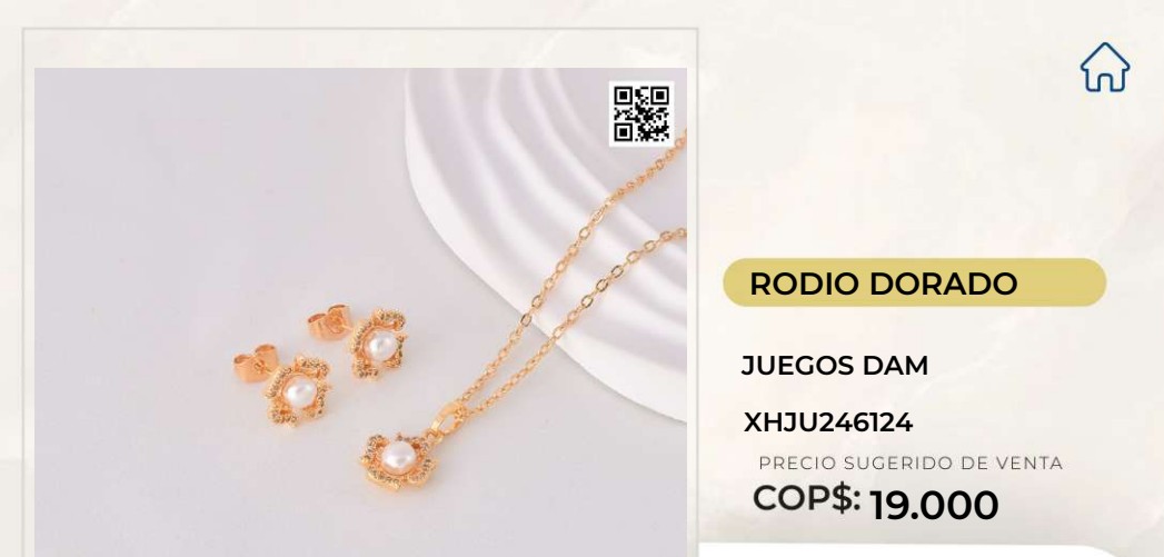 Juego de bisutería rodio dorado
