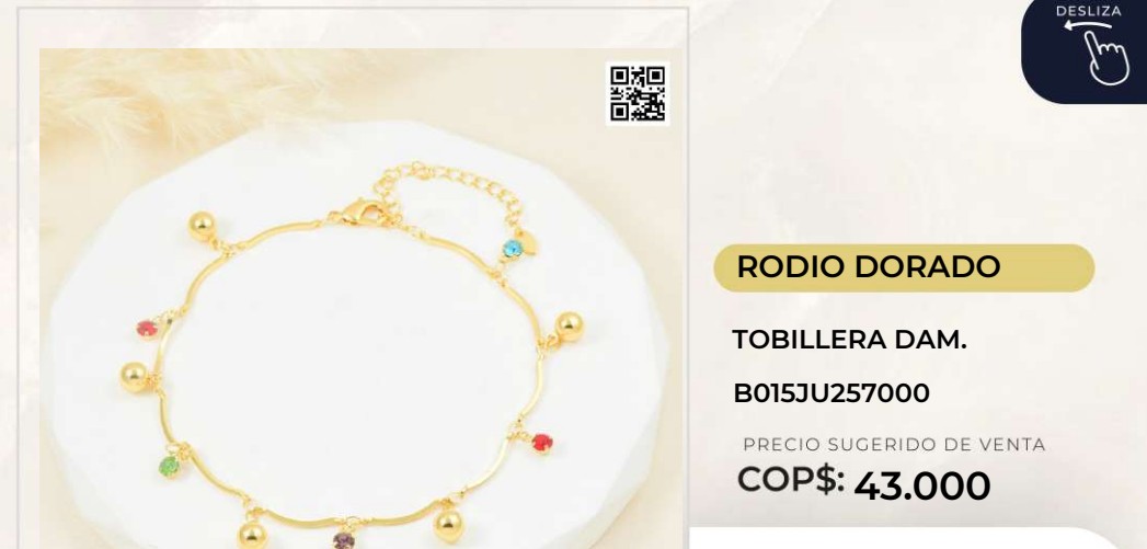 Tobillera en Rodio Dorado