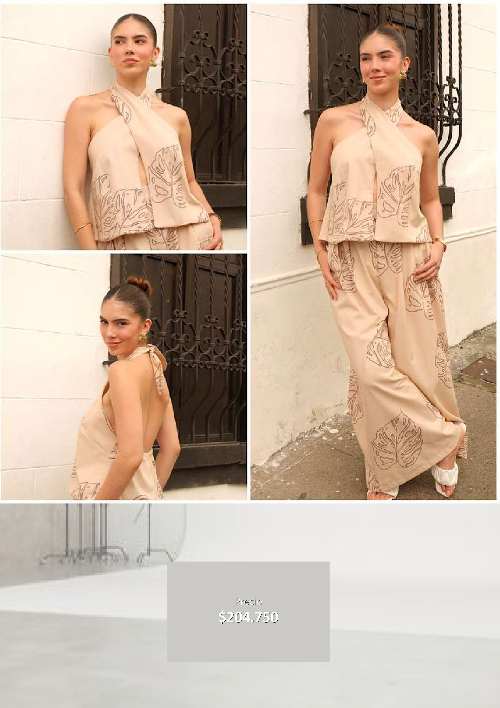 Conjunto Halter Estampado Beige