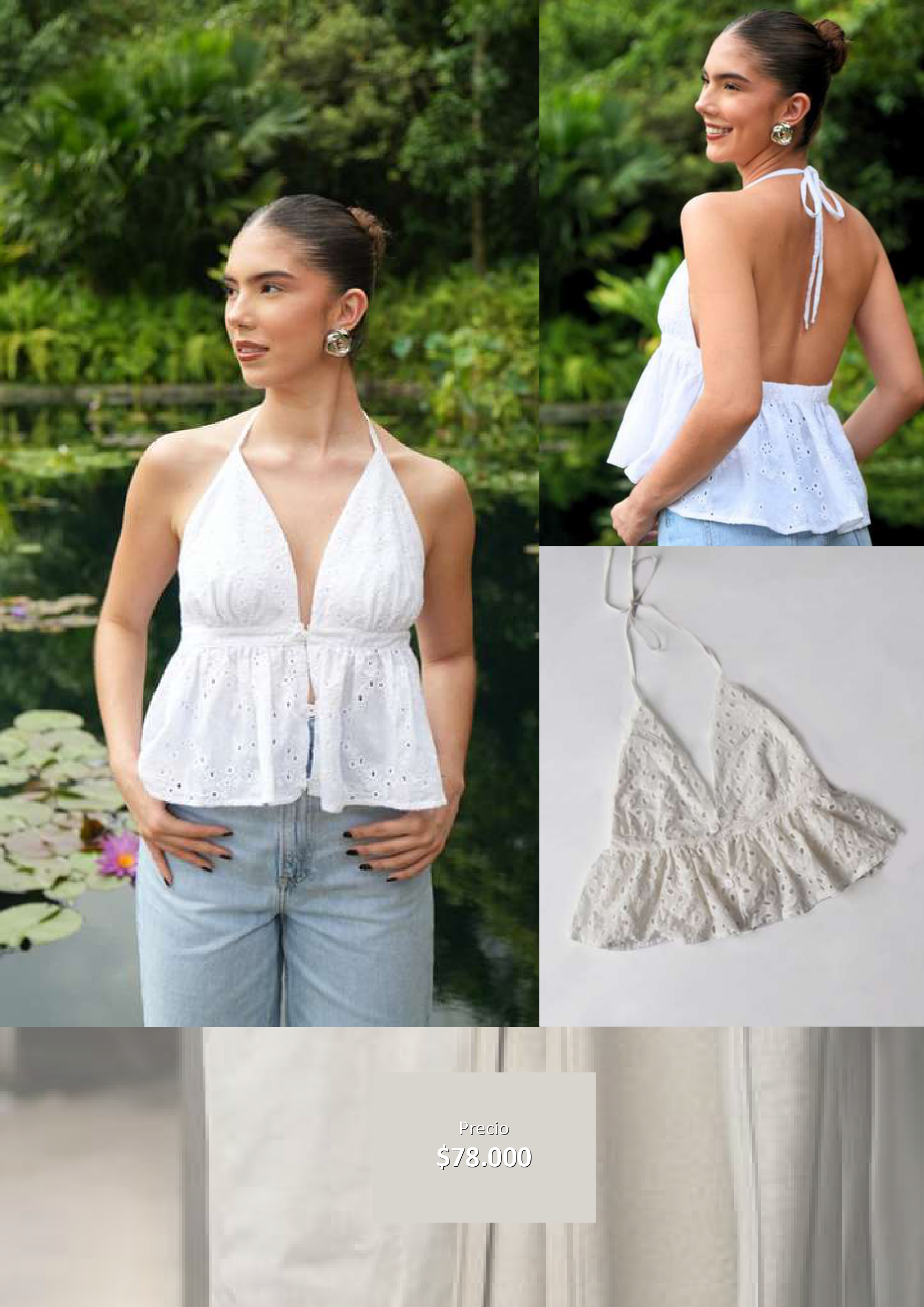 Top halter blanco bordado