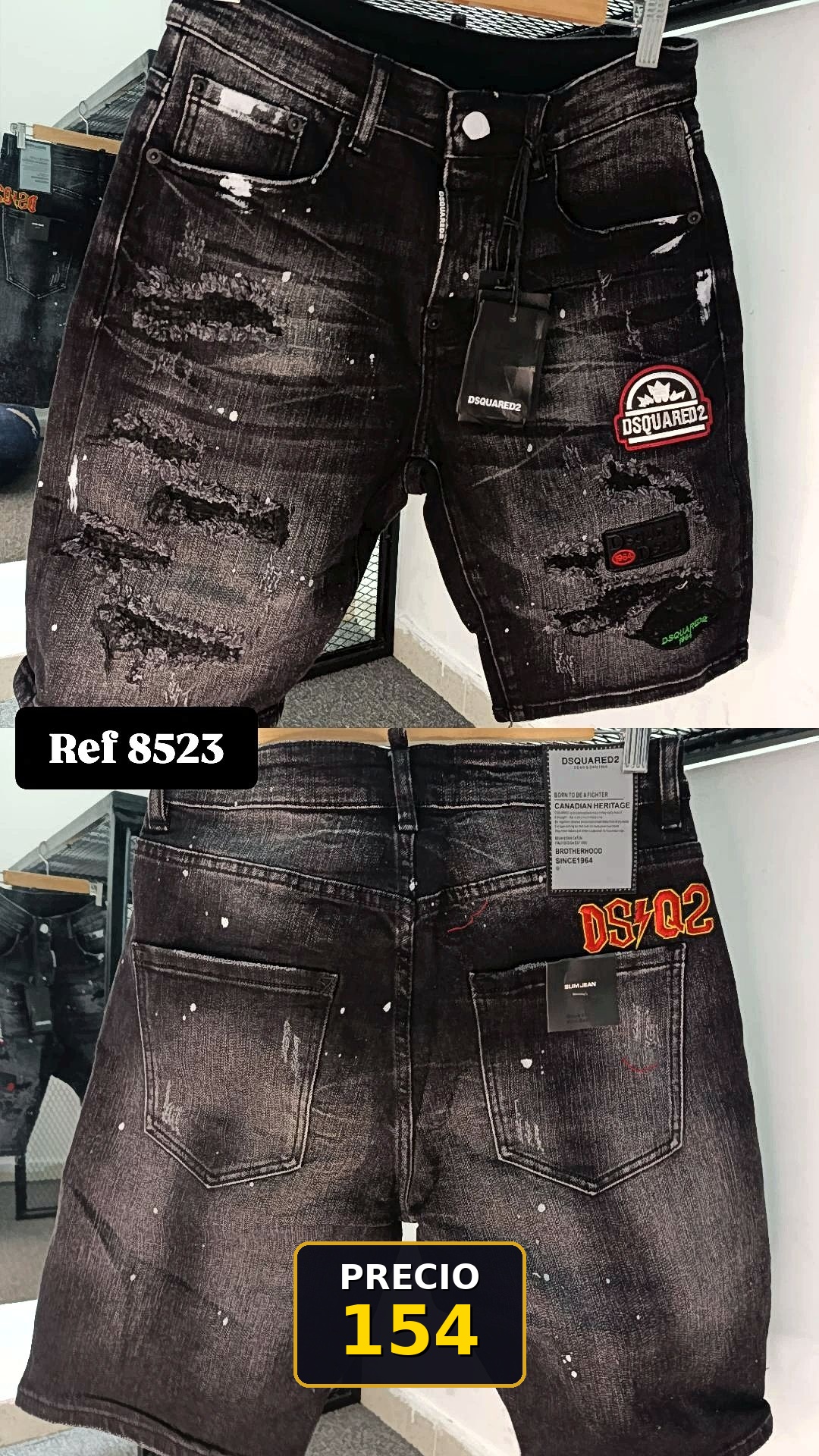 Bermuda Denim Negra Destroyed