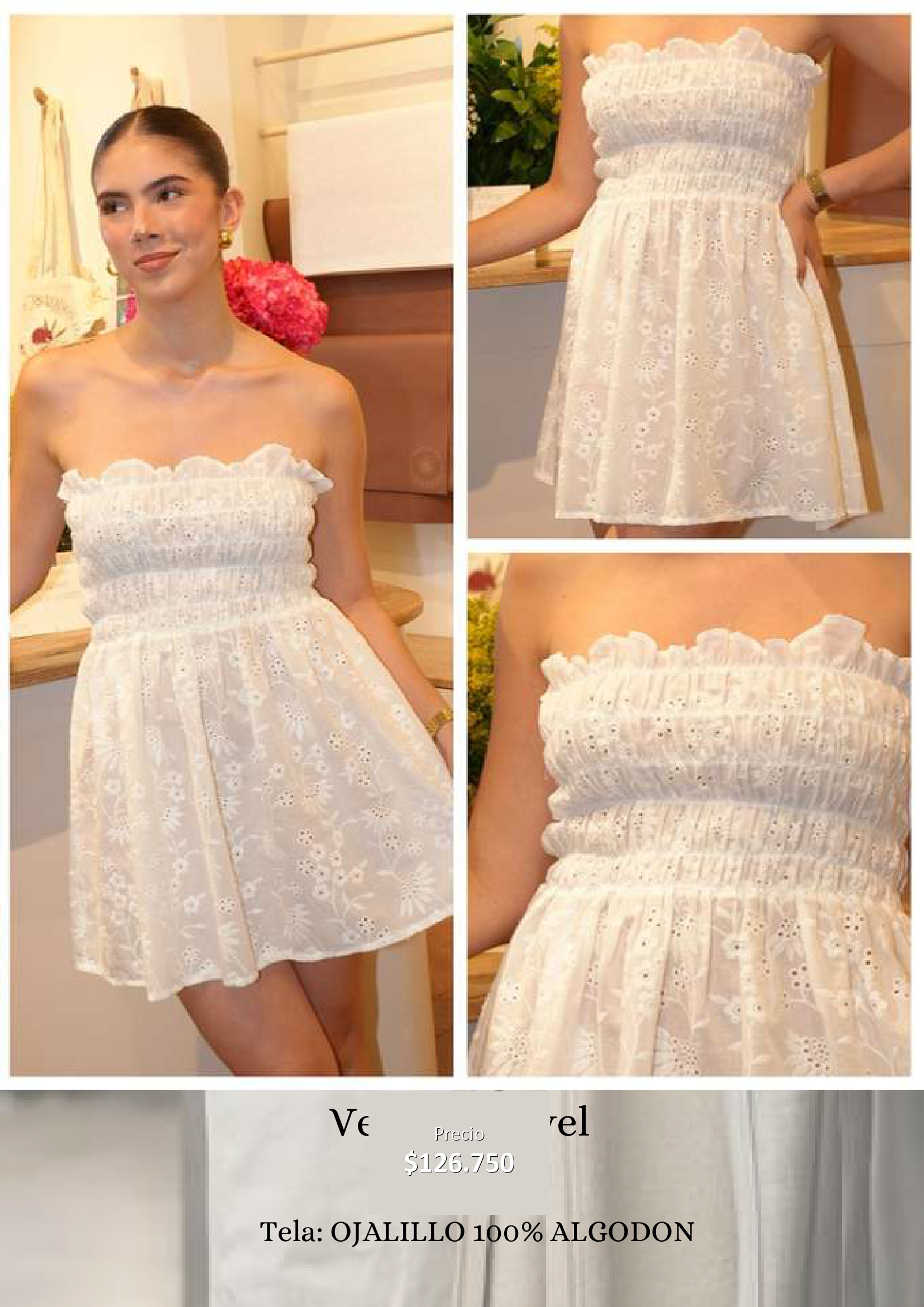 Vestido corto ojalillo blanco