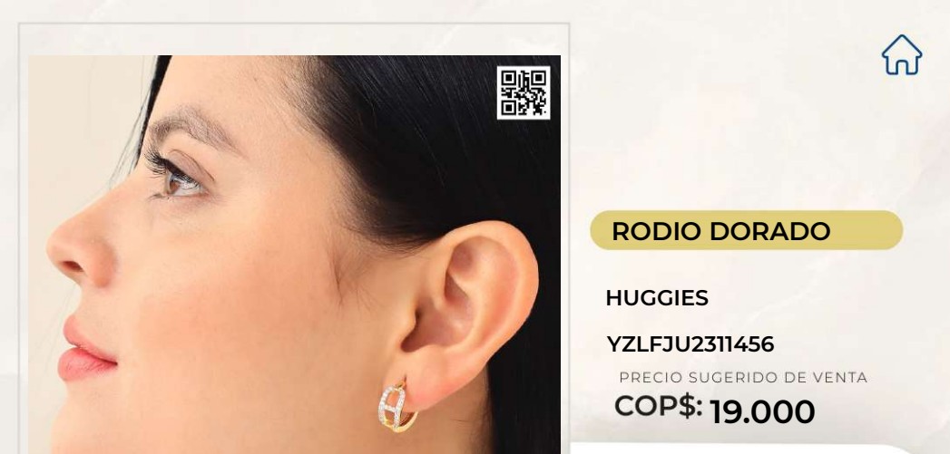 Aretes tipo Huggies de Rodio Dorado