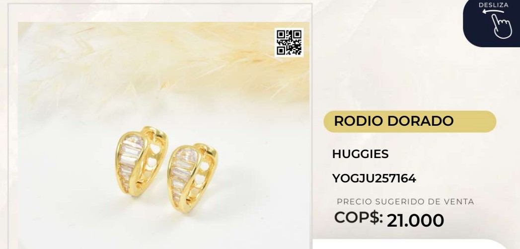 Aretes Huggies Rodio Dorado