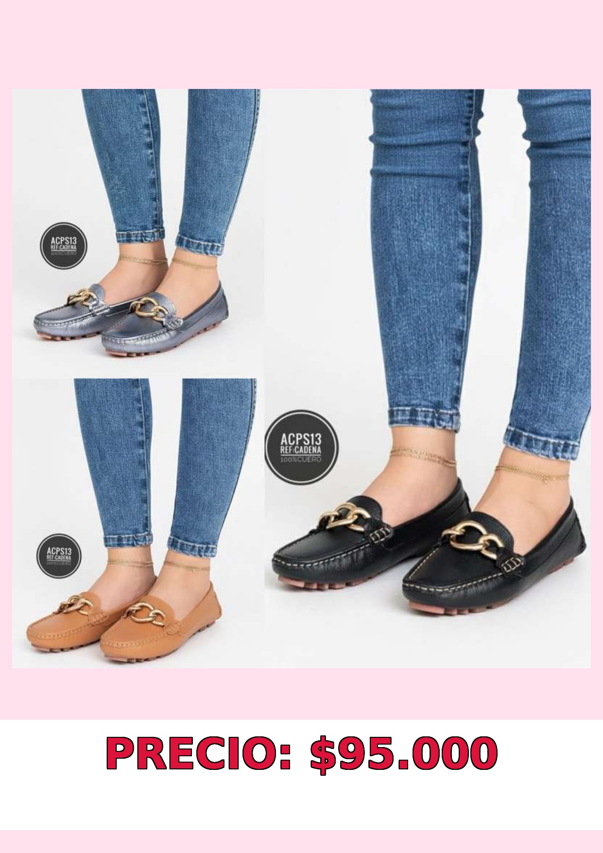 Mocasines de mujer en cuero sintético
