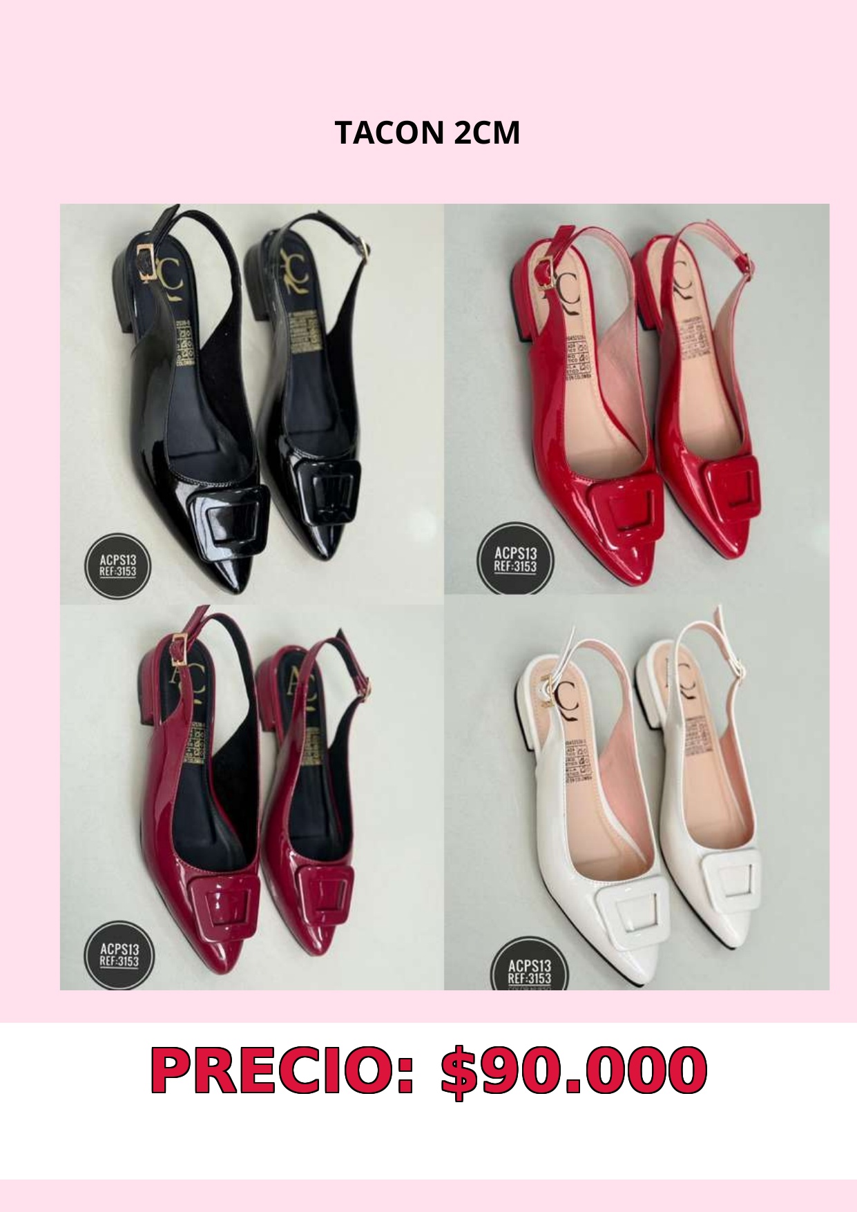Zapatos de tacón bajo 2cm