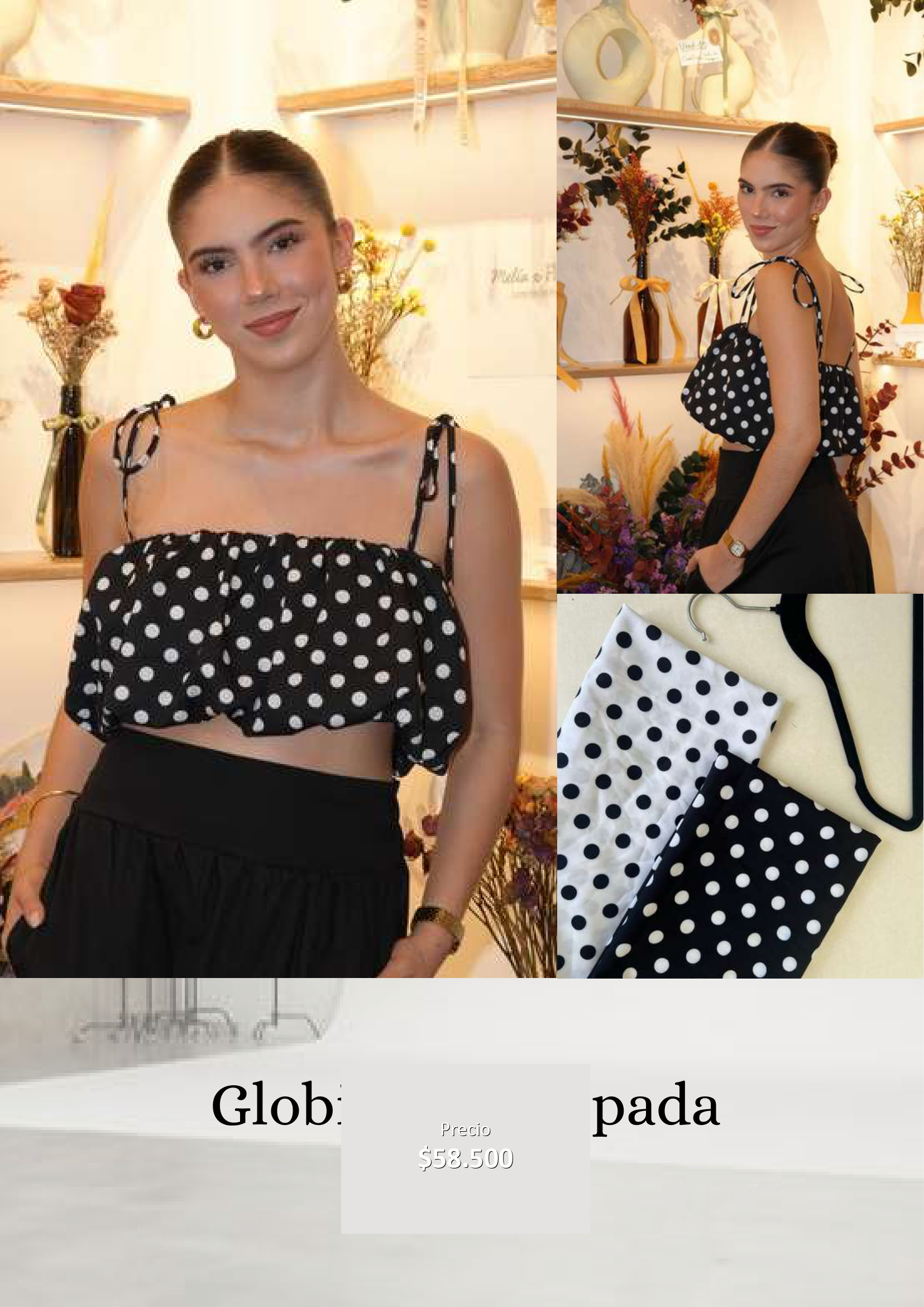 Top de lunares negro