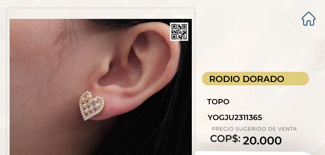 Arete de Corazón con Rodio Dorado