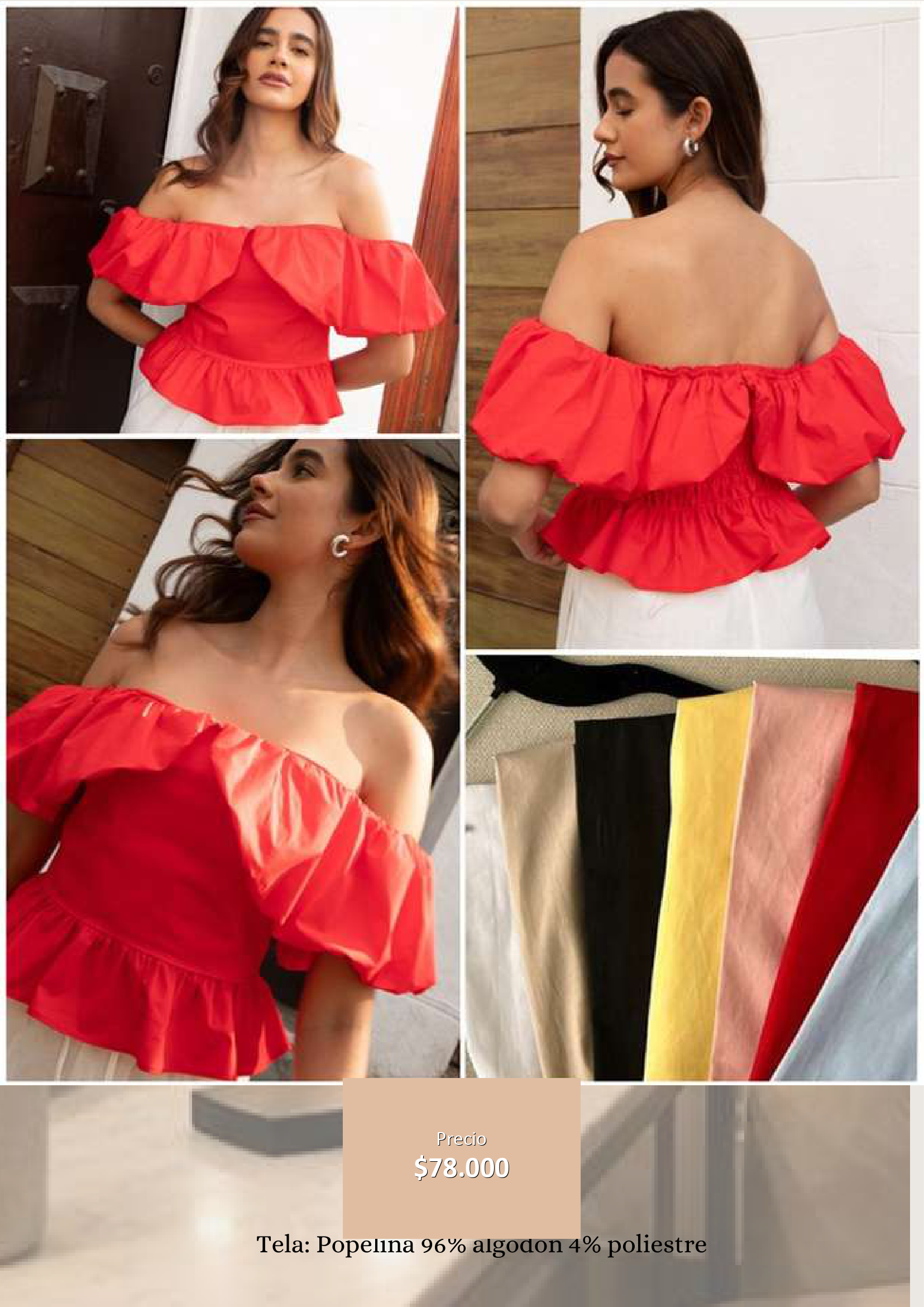 Blusa off shoulder popelina