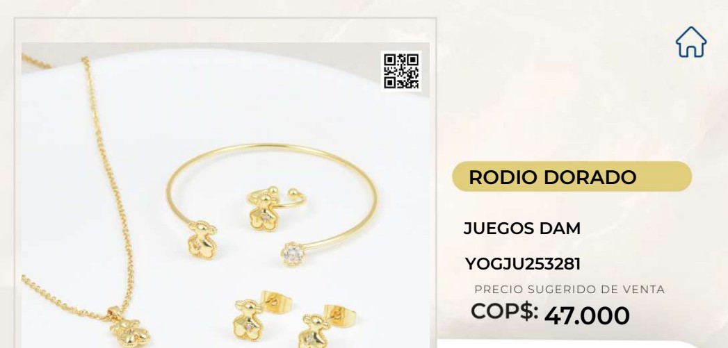 Juego de Bisutería Rodio Dorado