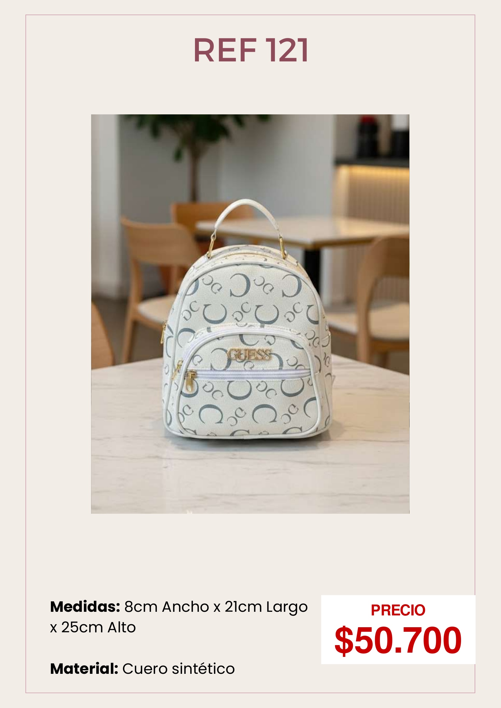 Mochila blanca estampada