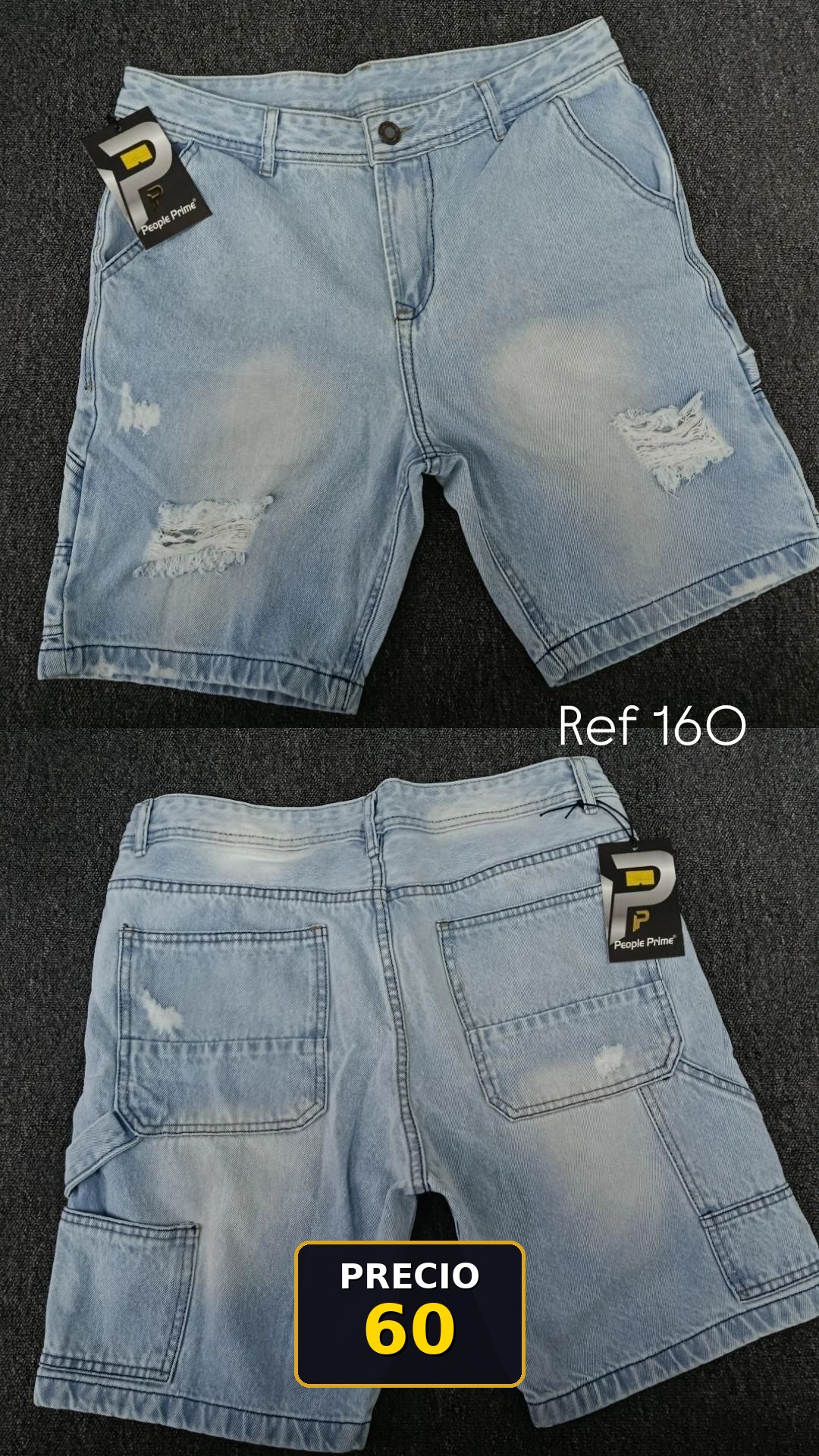 Bermuda de Jean Desgastada Hombre