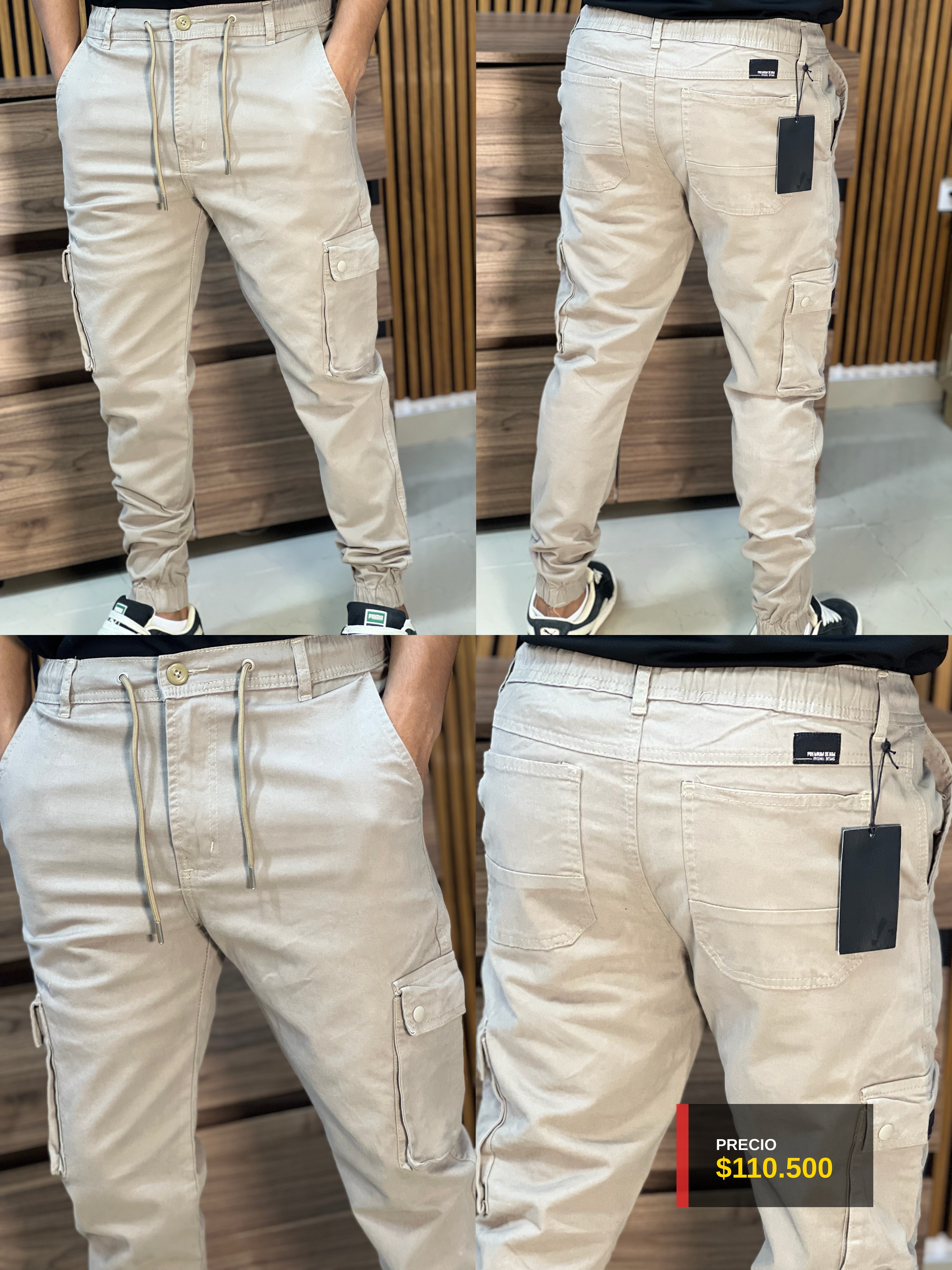 Jogger Cargo Beige Hombre