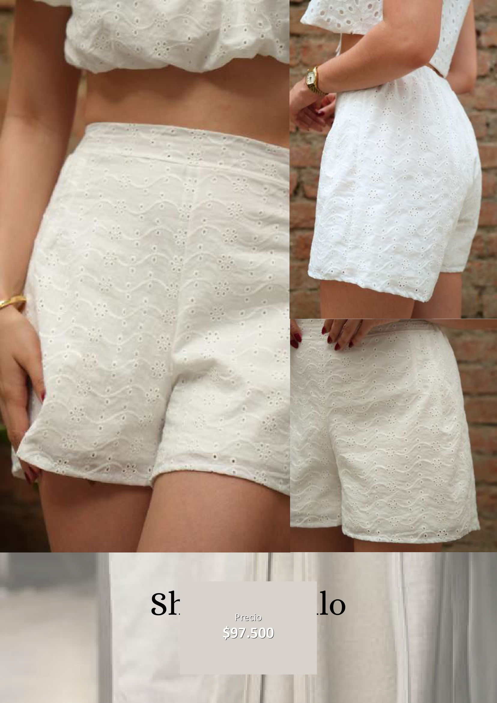 Shorts de Encaje Blanco
