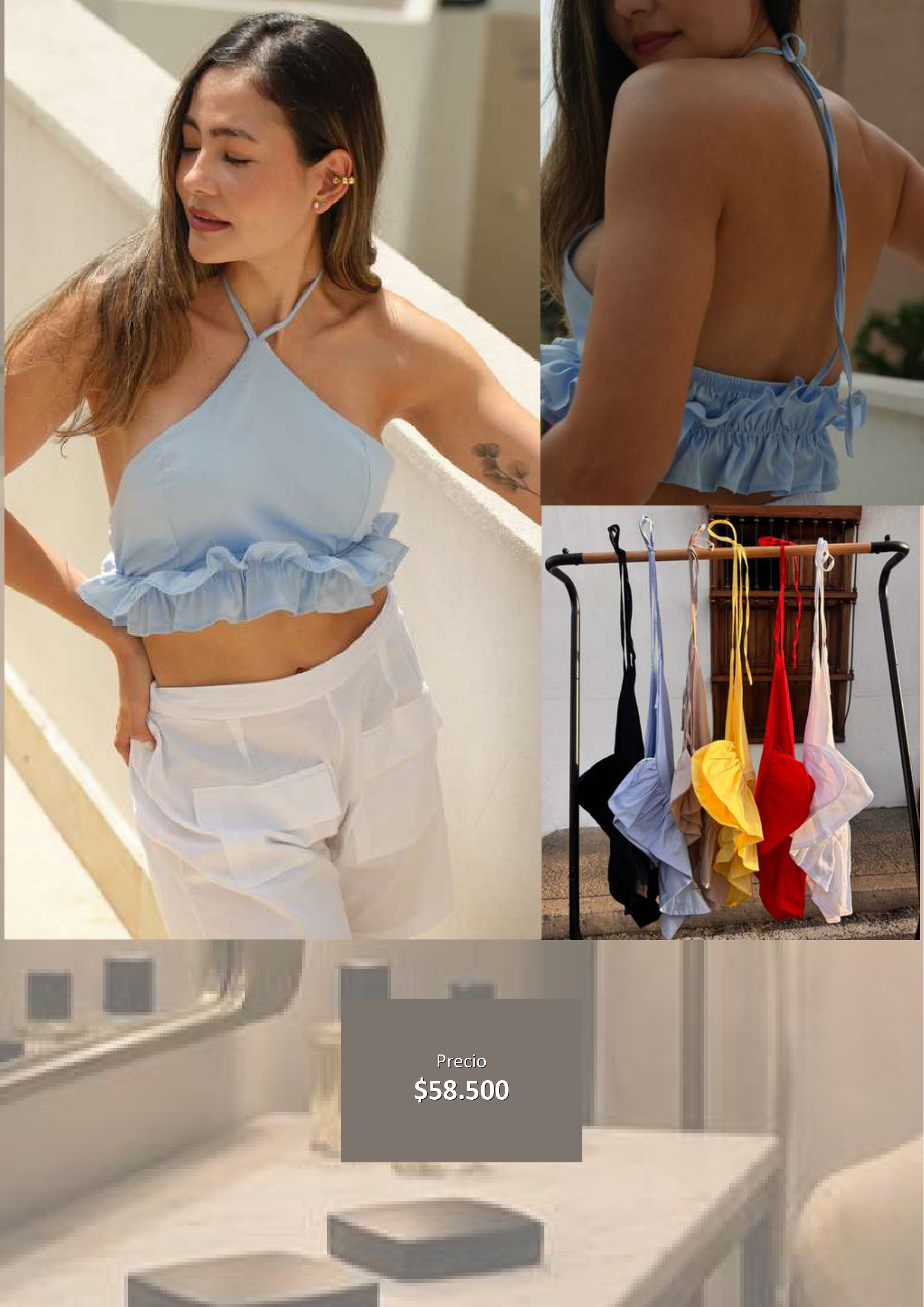 Cropped Halter con Volantes