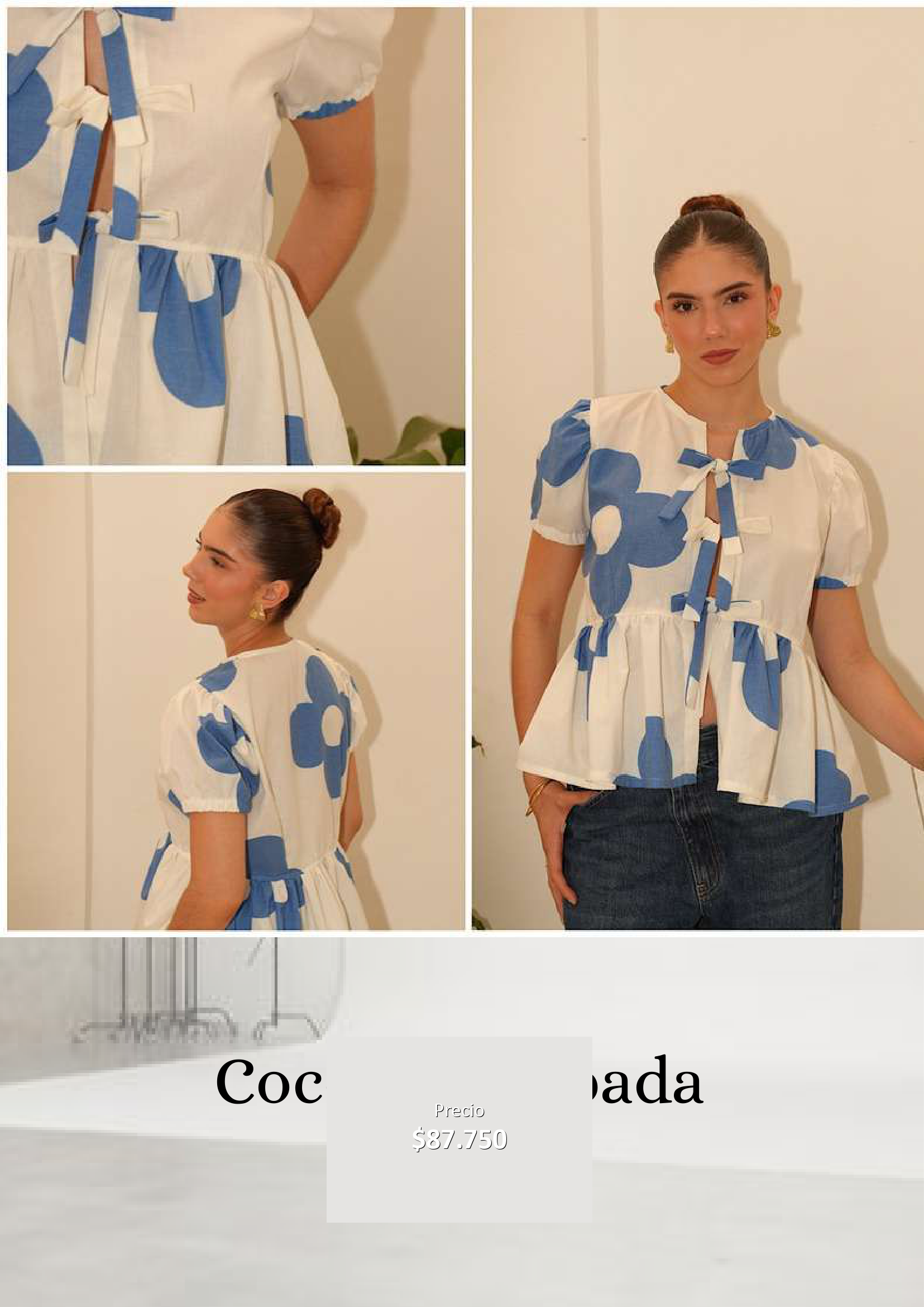 Blusa floreada azul y blanco
