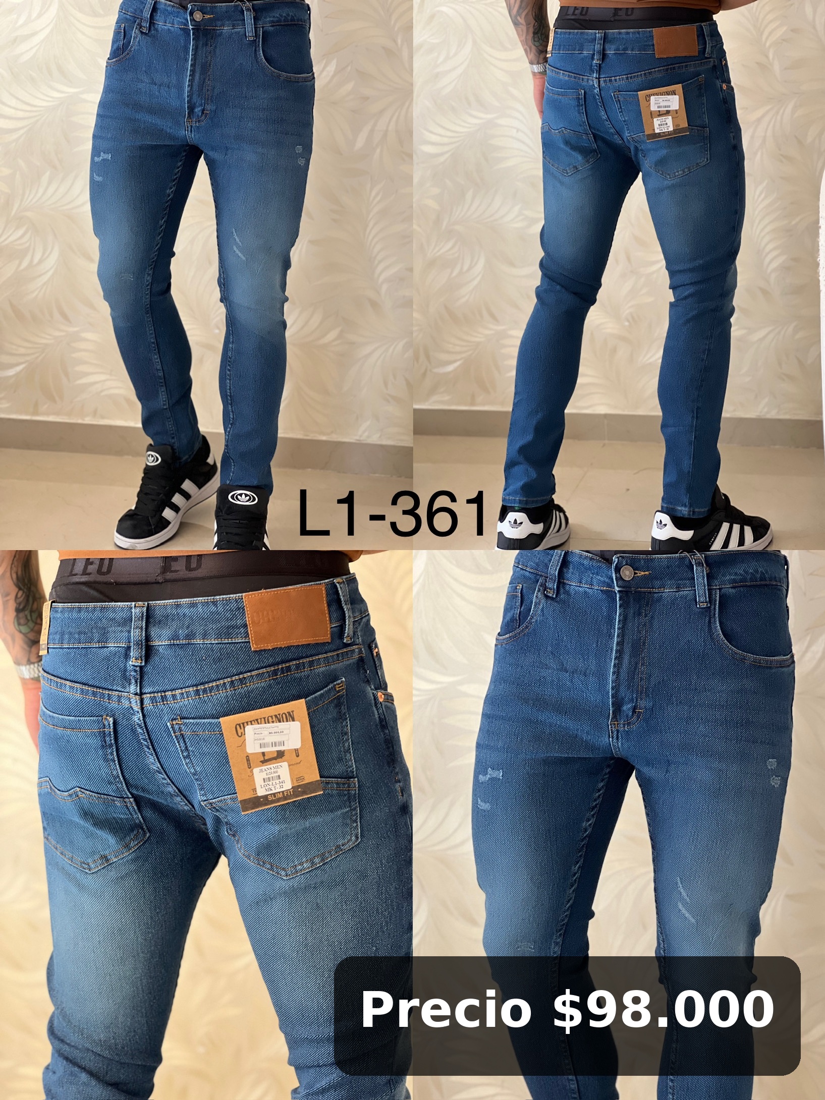 Jeans Slim Fit Azul Hombre