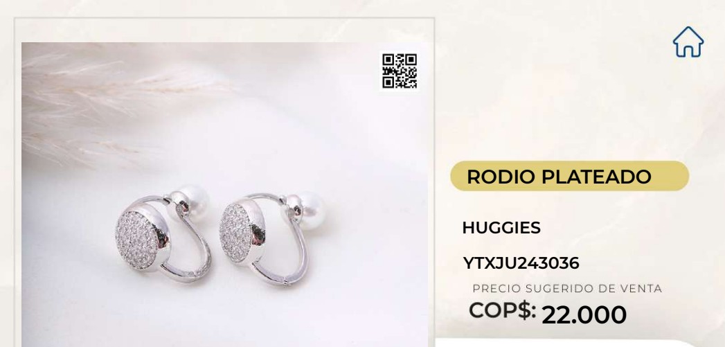 Aretes tipo Huggies en Rodio Plateado
