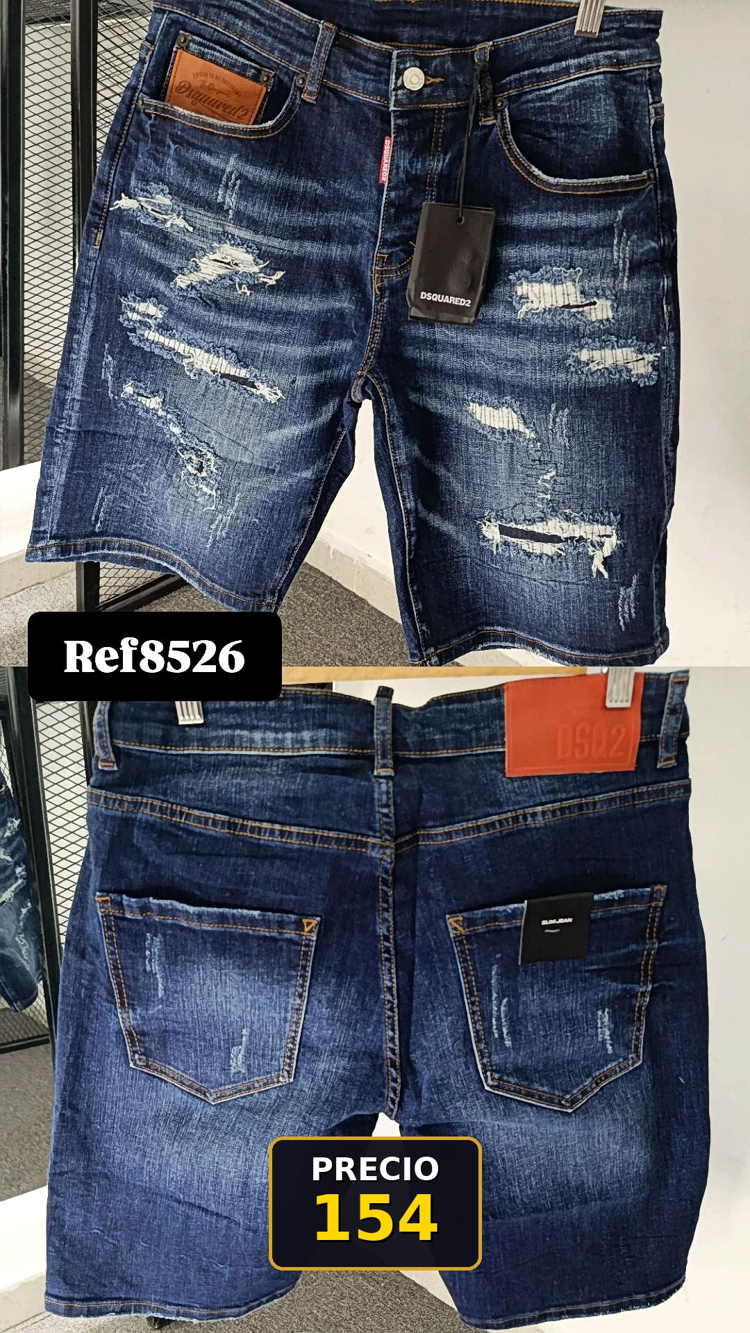 Bermuda jean desgastada