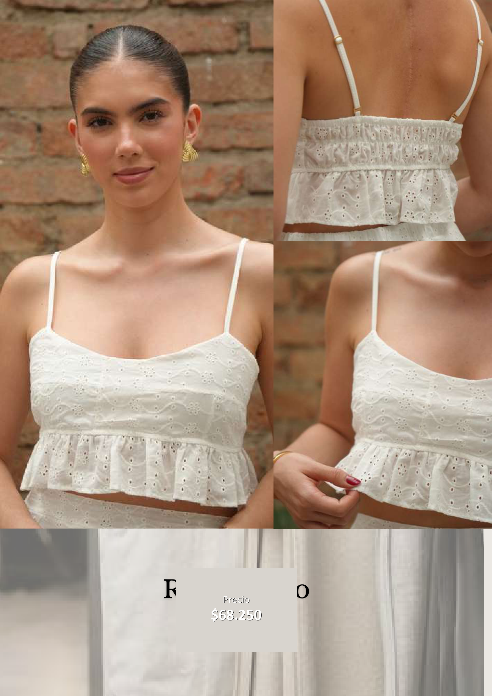 Top de tiras bordado blanco