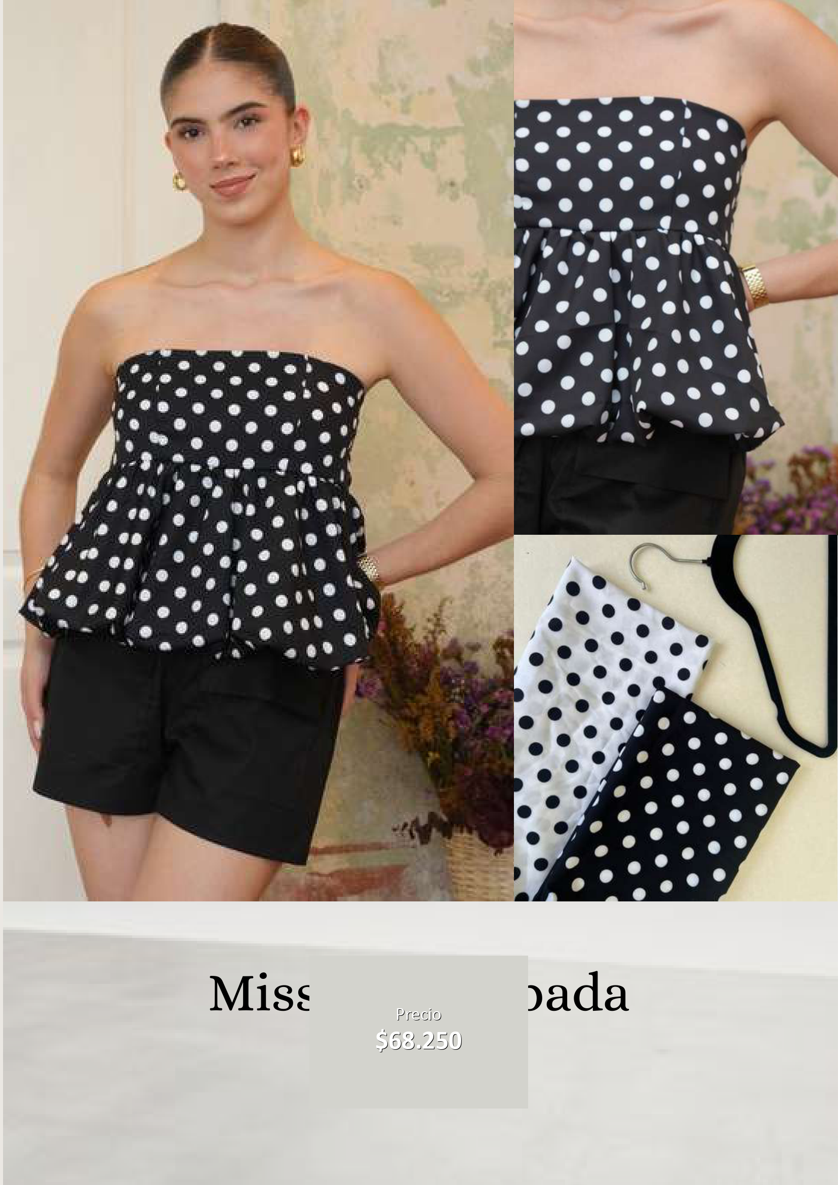 Blusa strapless de lunares
