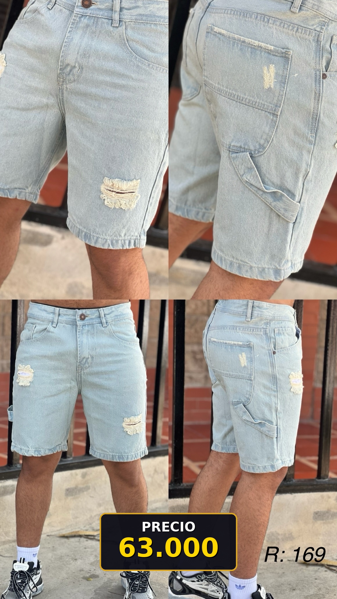 Bermuda Denim Desgastada
