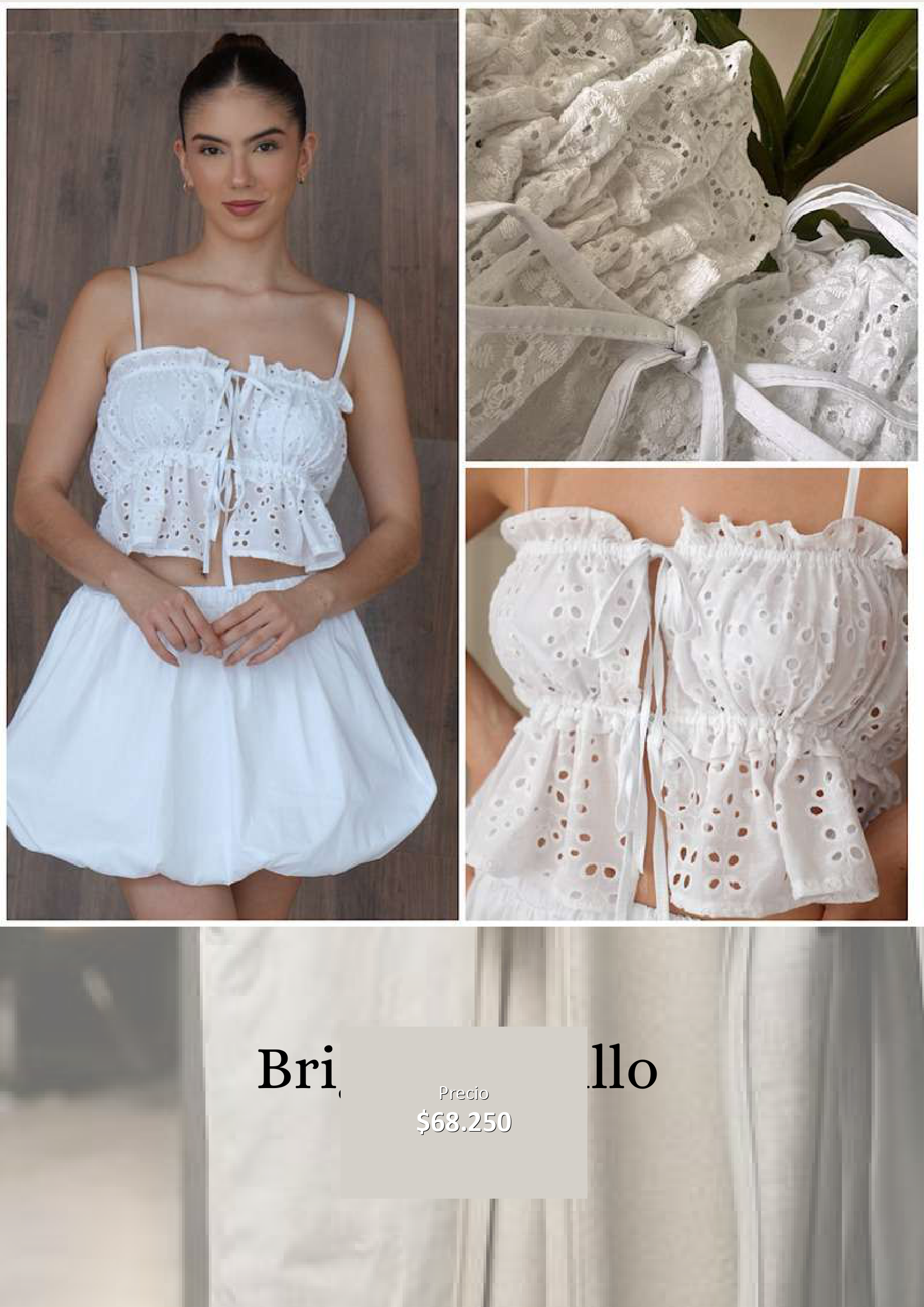 Blusa Crop de Broderie Blanca