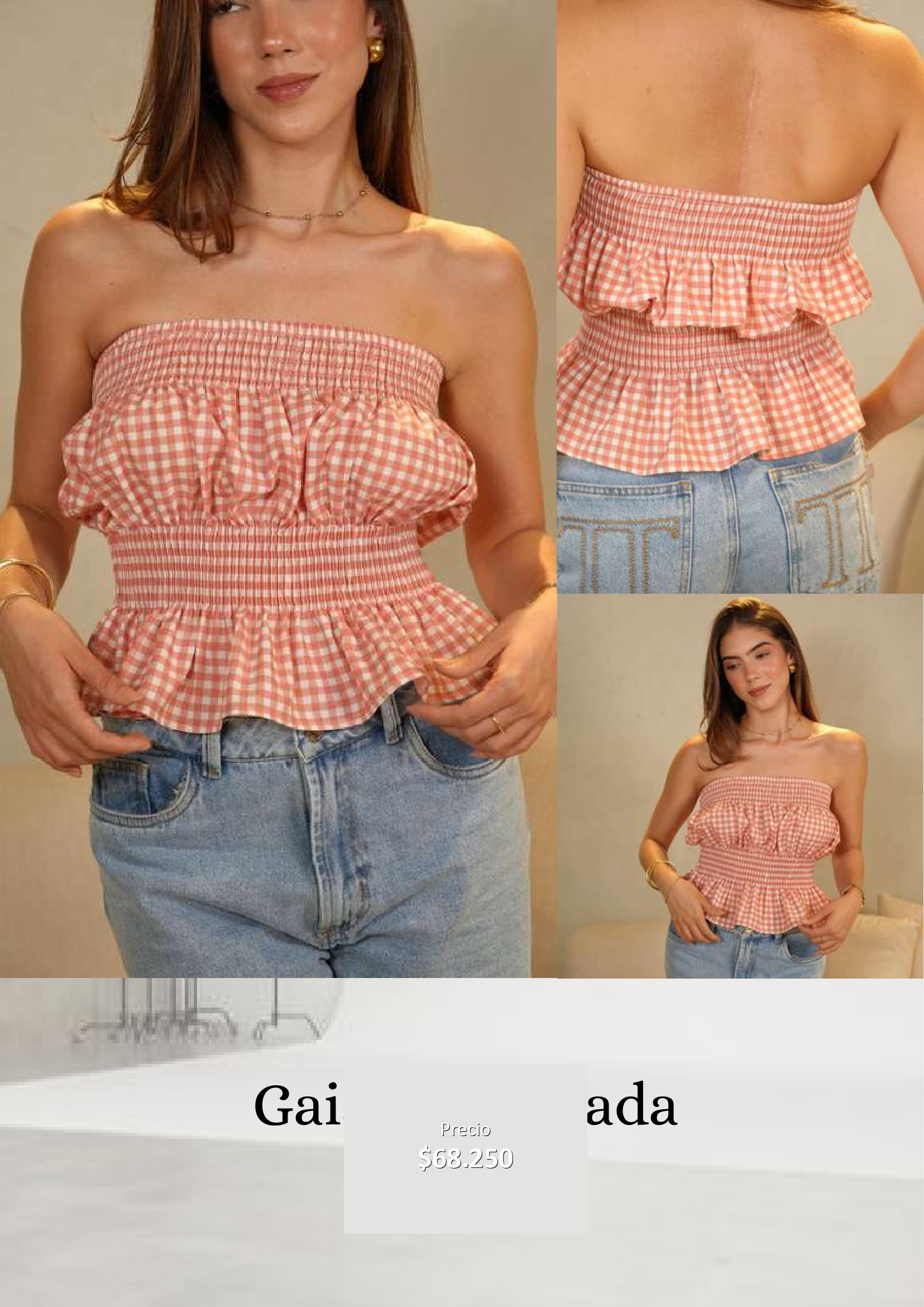 Top Strapless Cuadro Vichy