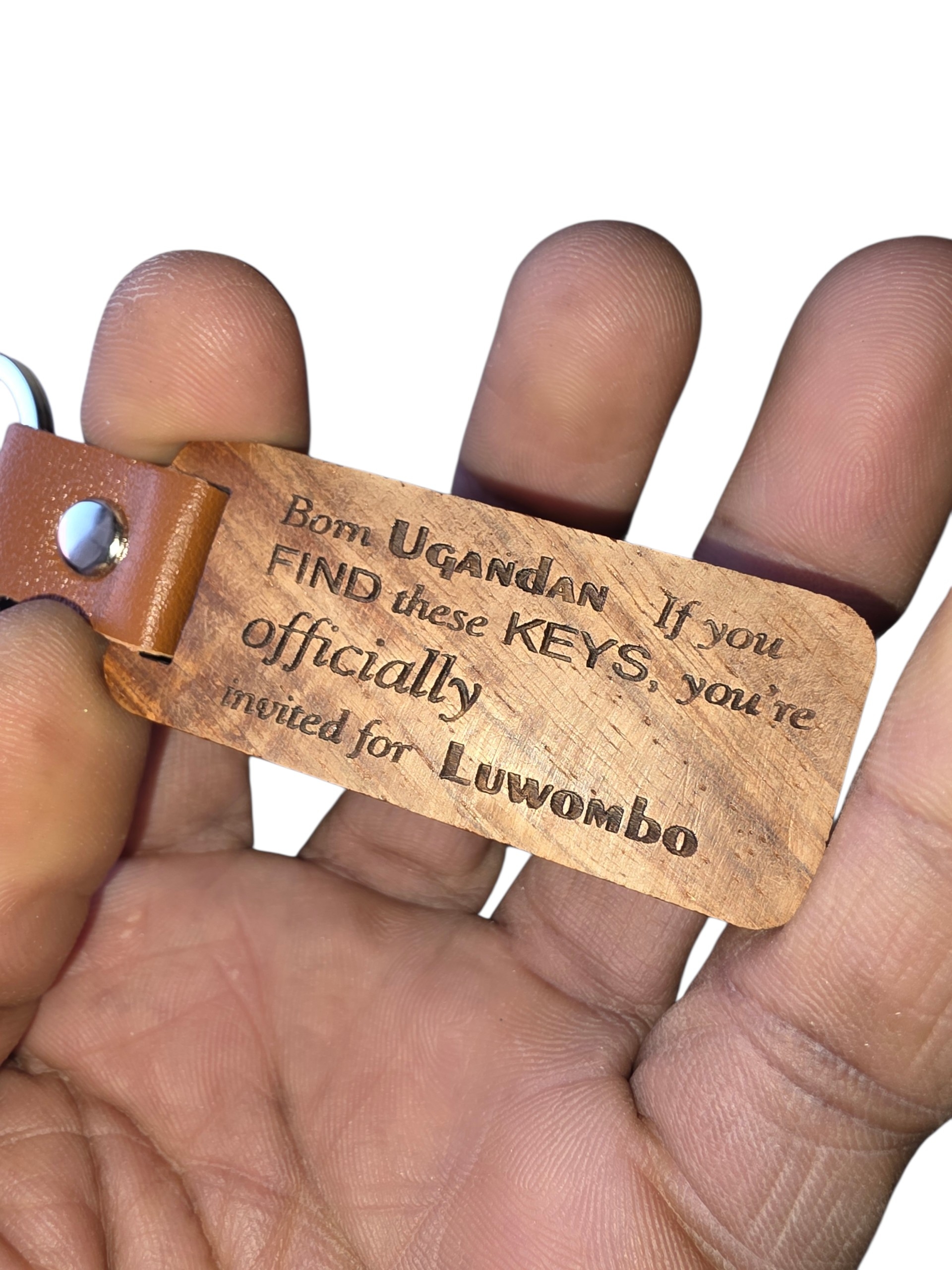 UGANDAN INVITATION WOODEN KEYCHAIN